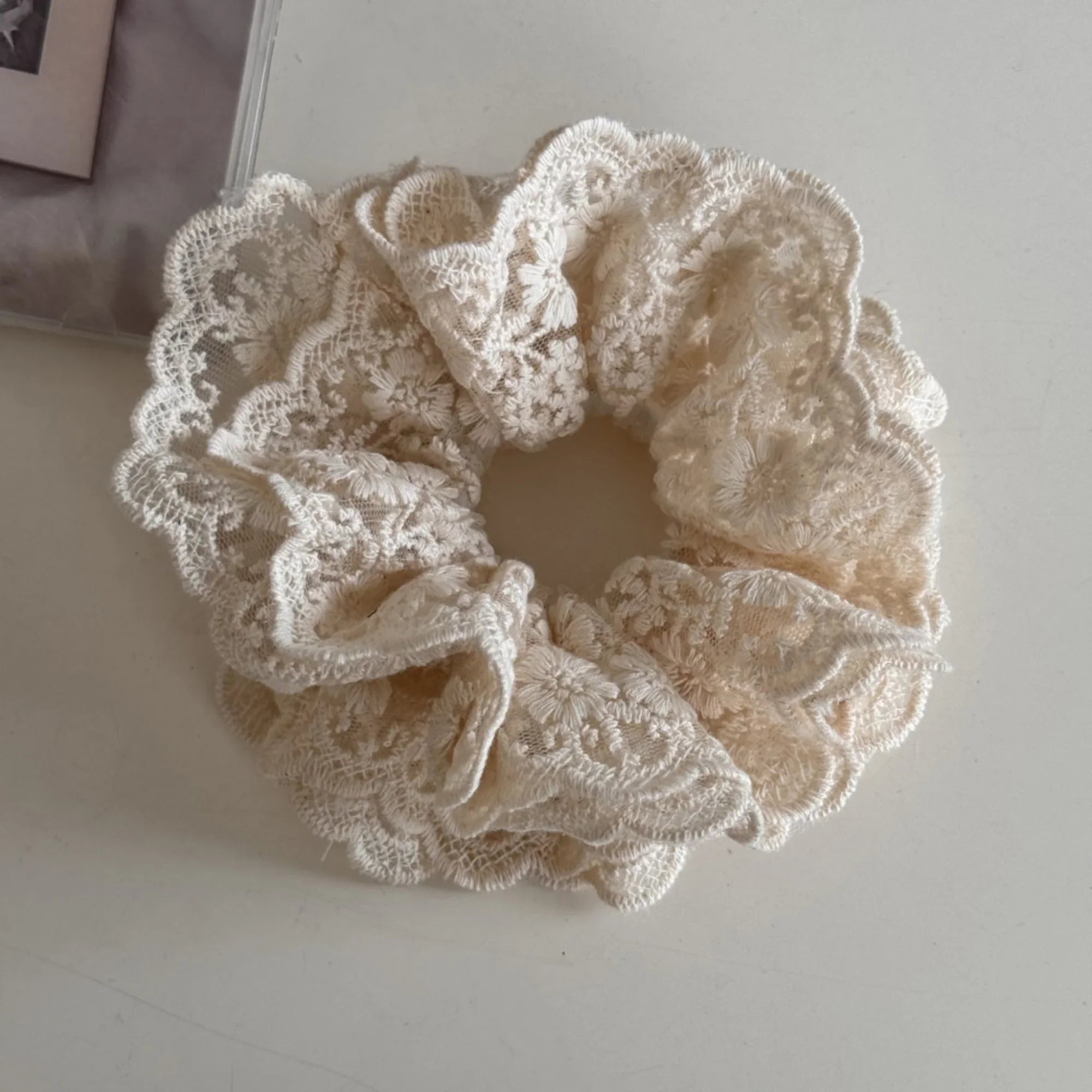 Korean White Lace Scrunchie