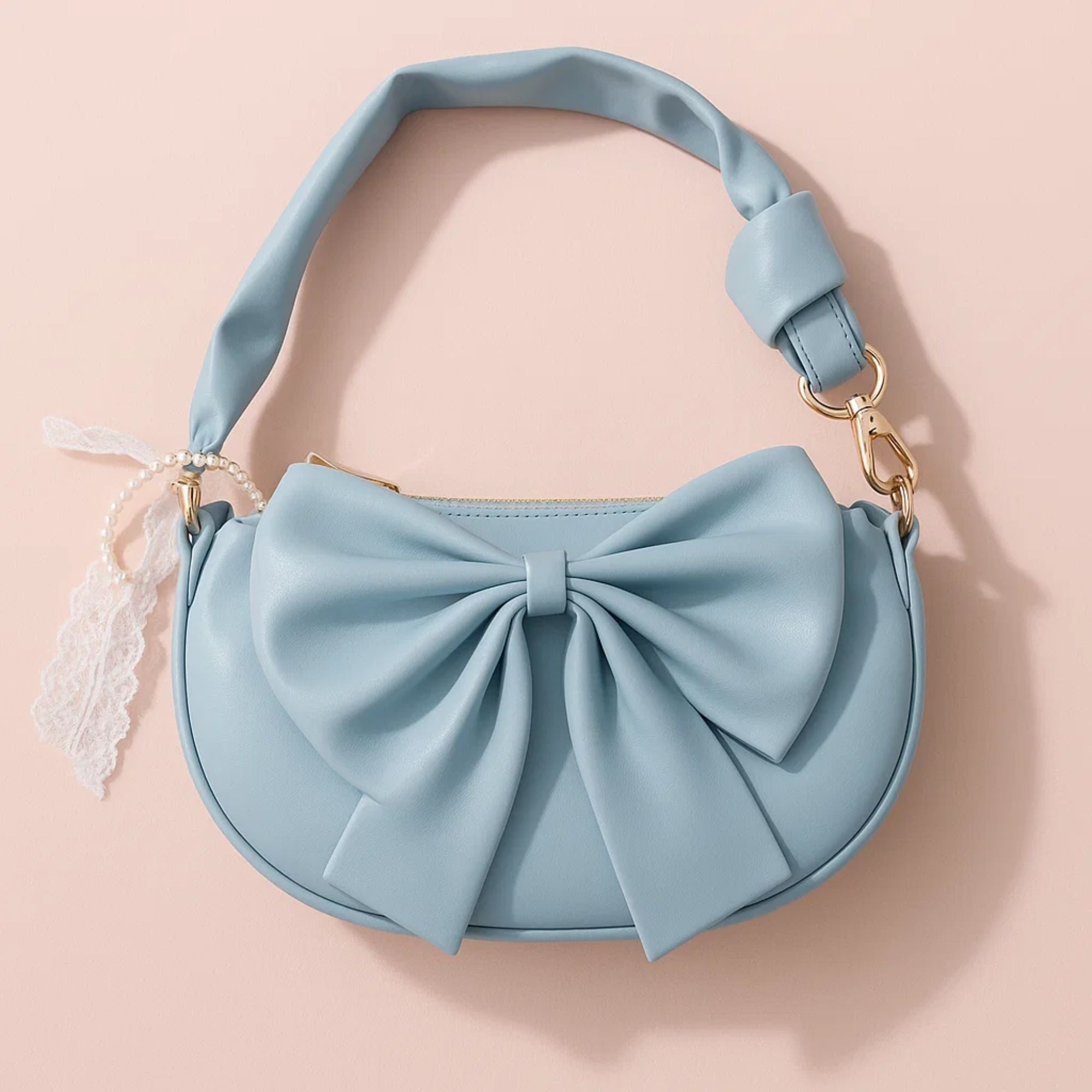 Round Bow Sling Bag - Powder Blue