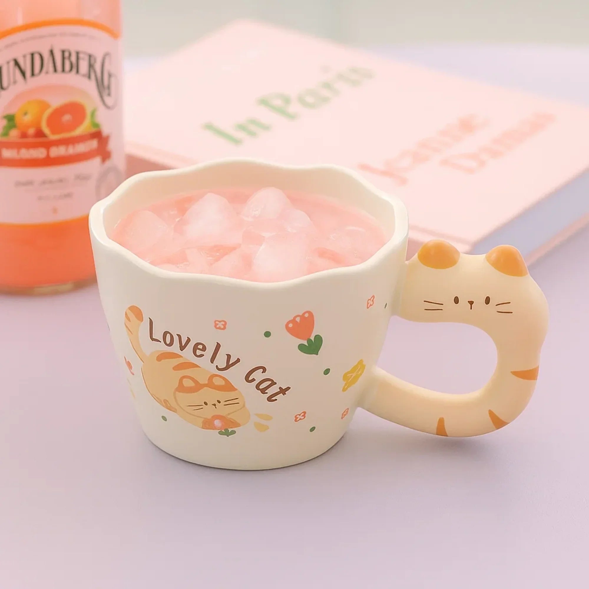 Lovely Cat Ceramic Mug with Cat Handle