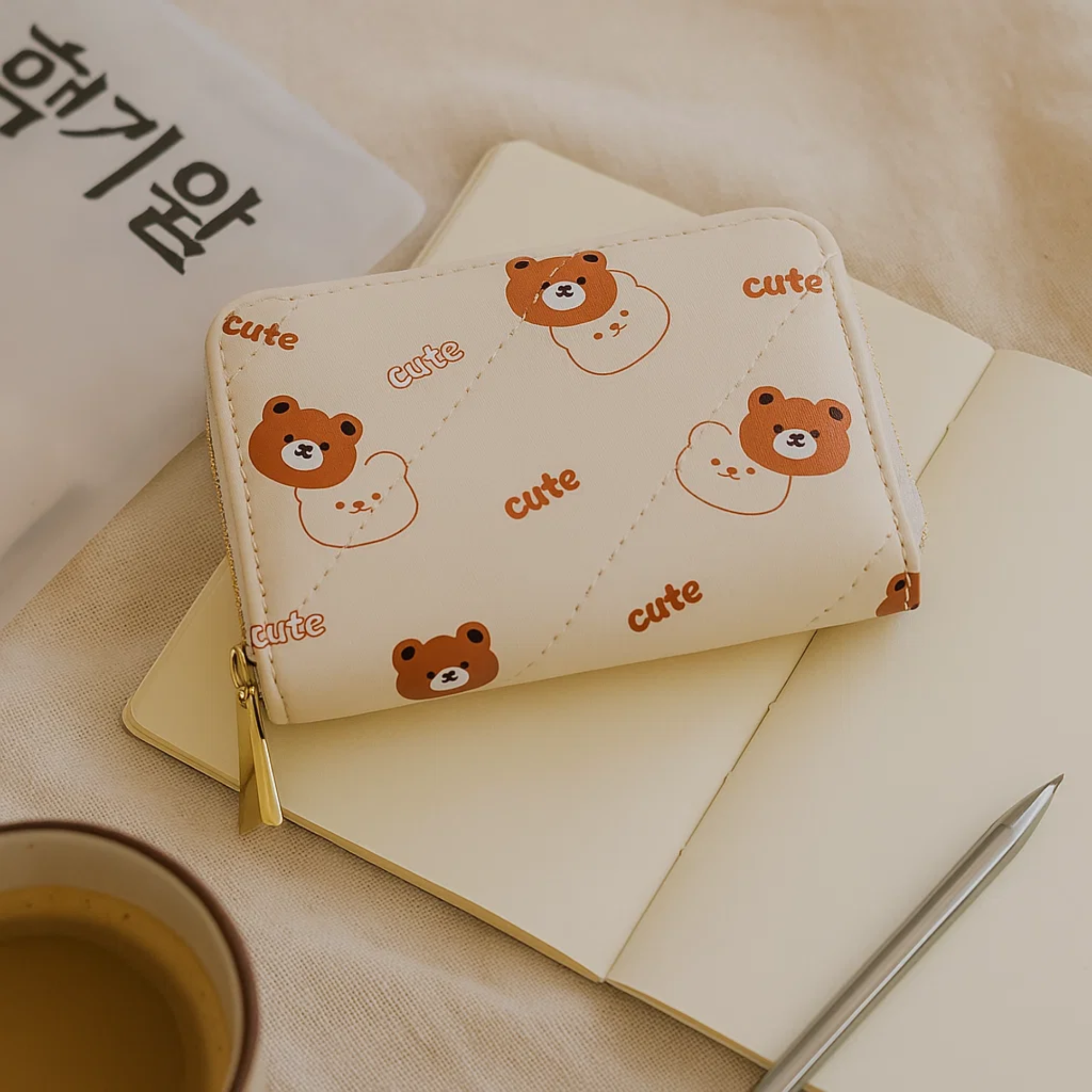 Cute Bear Beige Card Holder