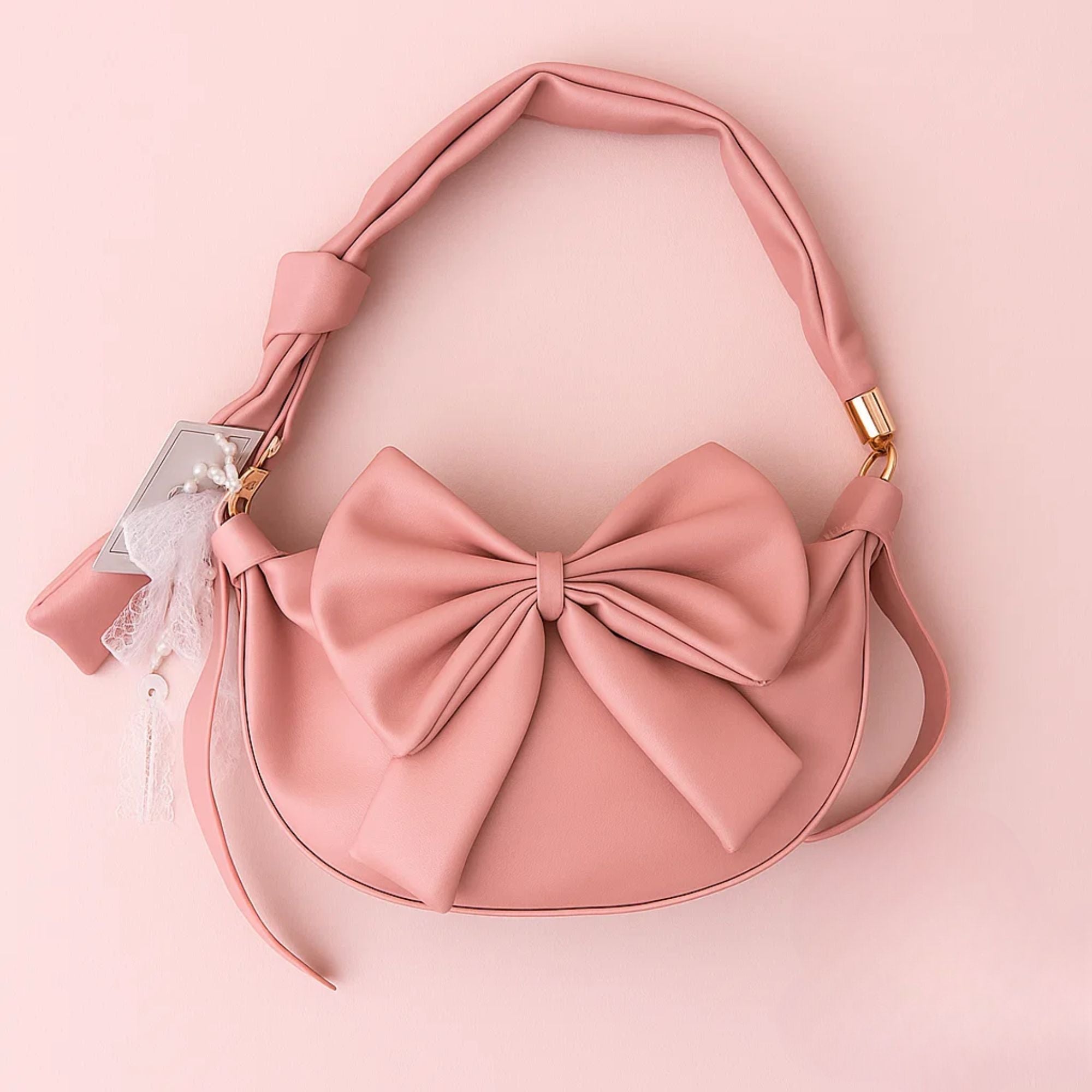 Round Bow Sling Bag - Baby Pink