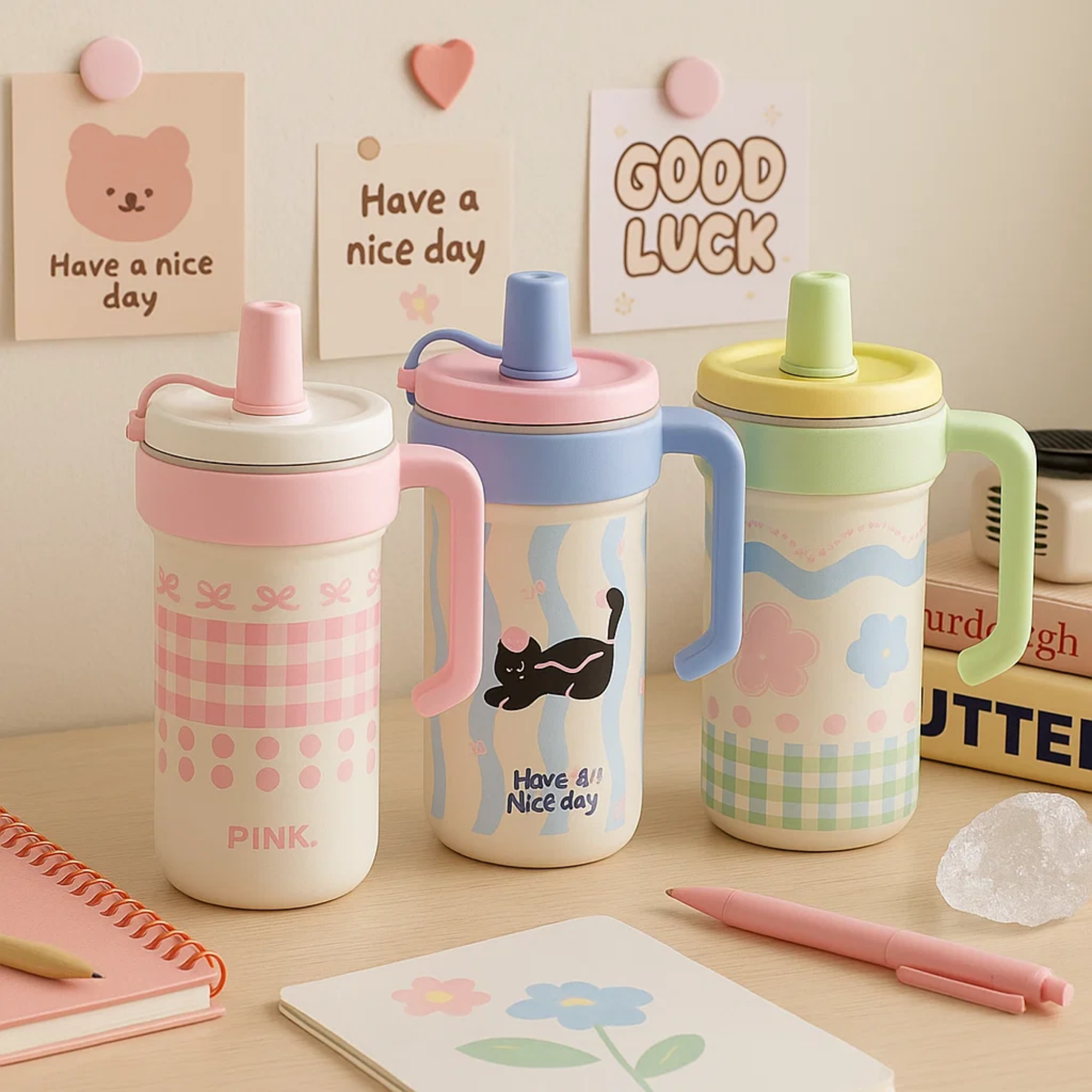 Pink Bow Gingham Stainless Steel Tumbler