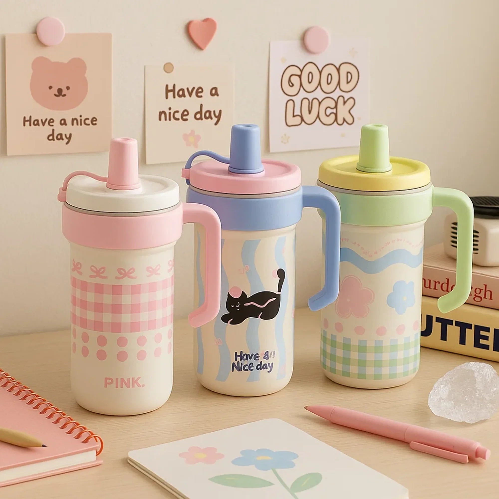 Pink Bow Gingham Stainless Steel Tumbler