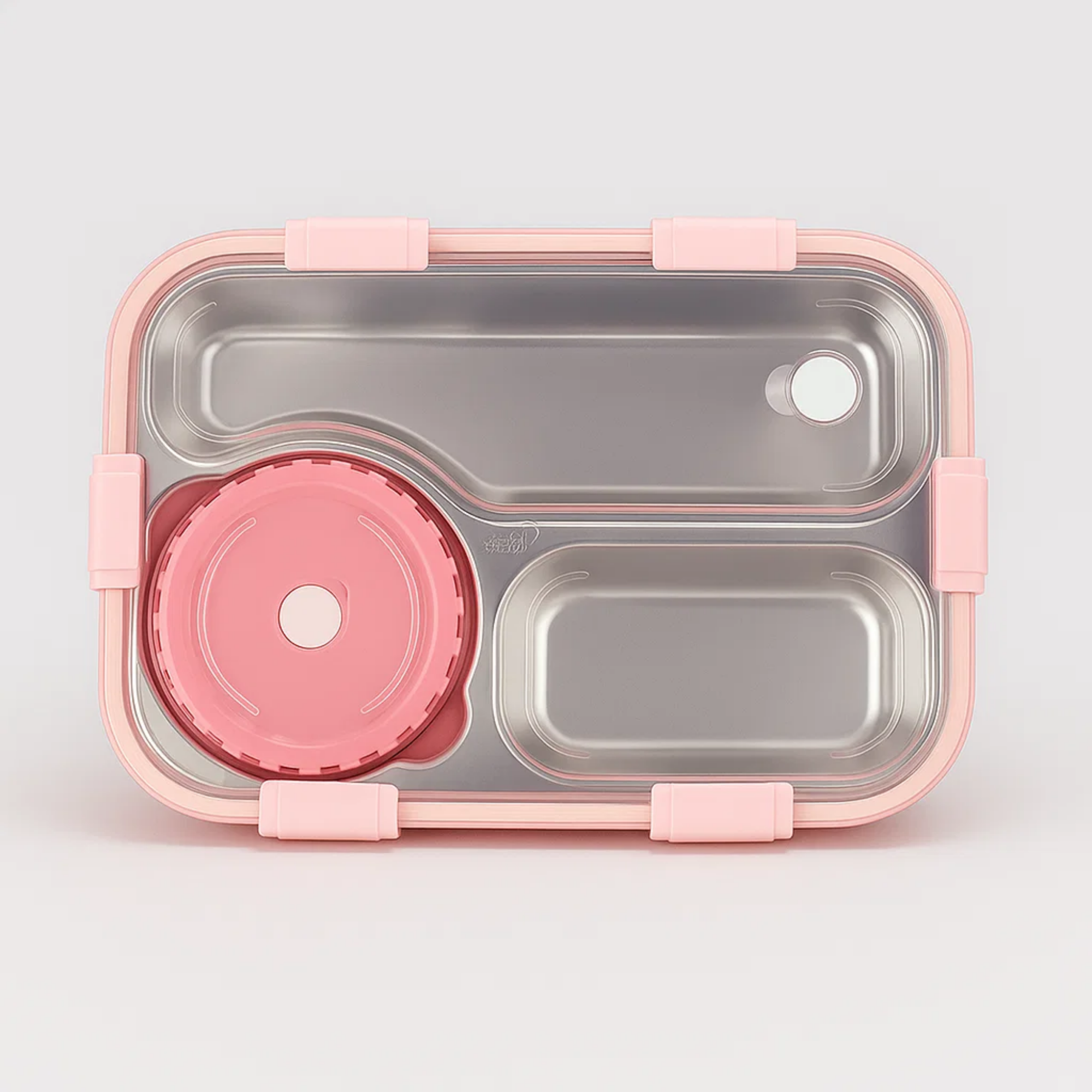 Korean Bento Box 3 Grid with Soup Bowl - Pink