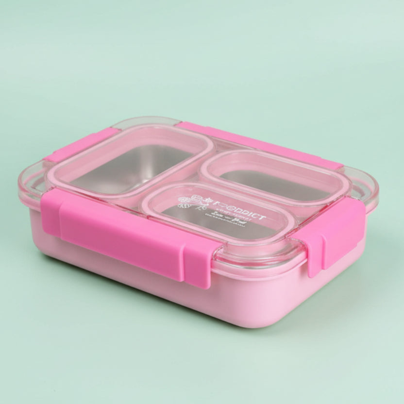 Korean Bento Box 3 Grid – Pink