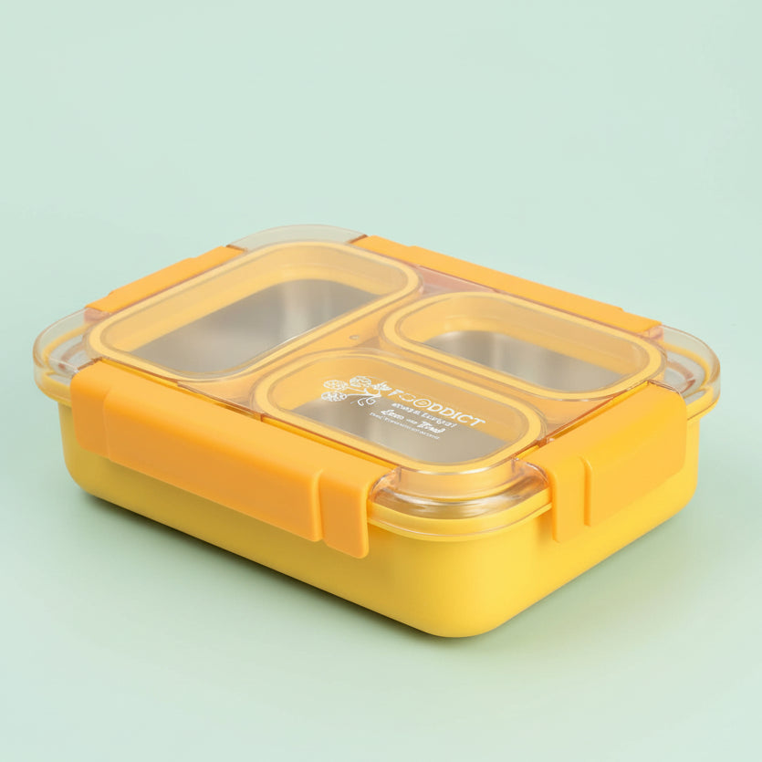 Korean Bento Box 3 Grid - Yellow