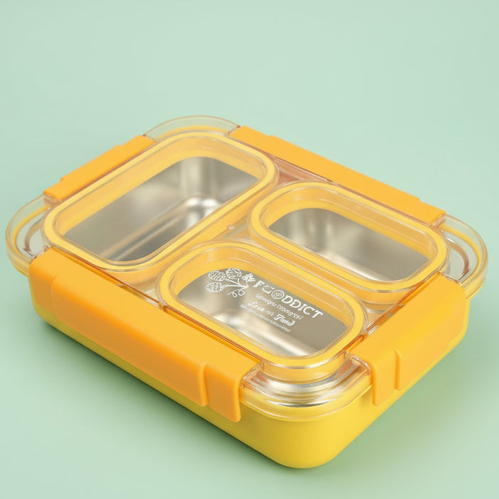 Korean Bento Box 3 Grid - Yellow