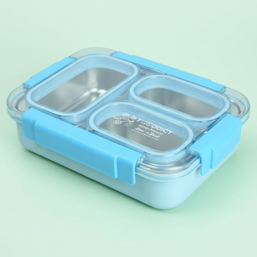 Korean Bento Box 3 Grid - Blue