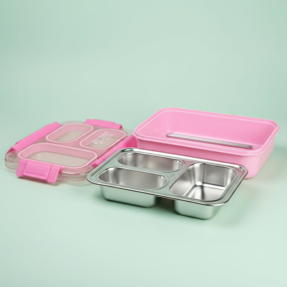Korean Bento Box 3 Grid – Pink