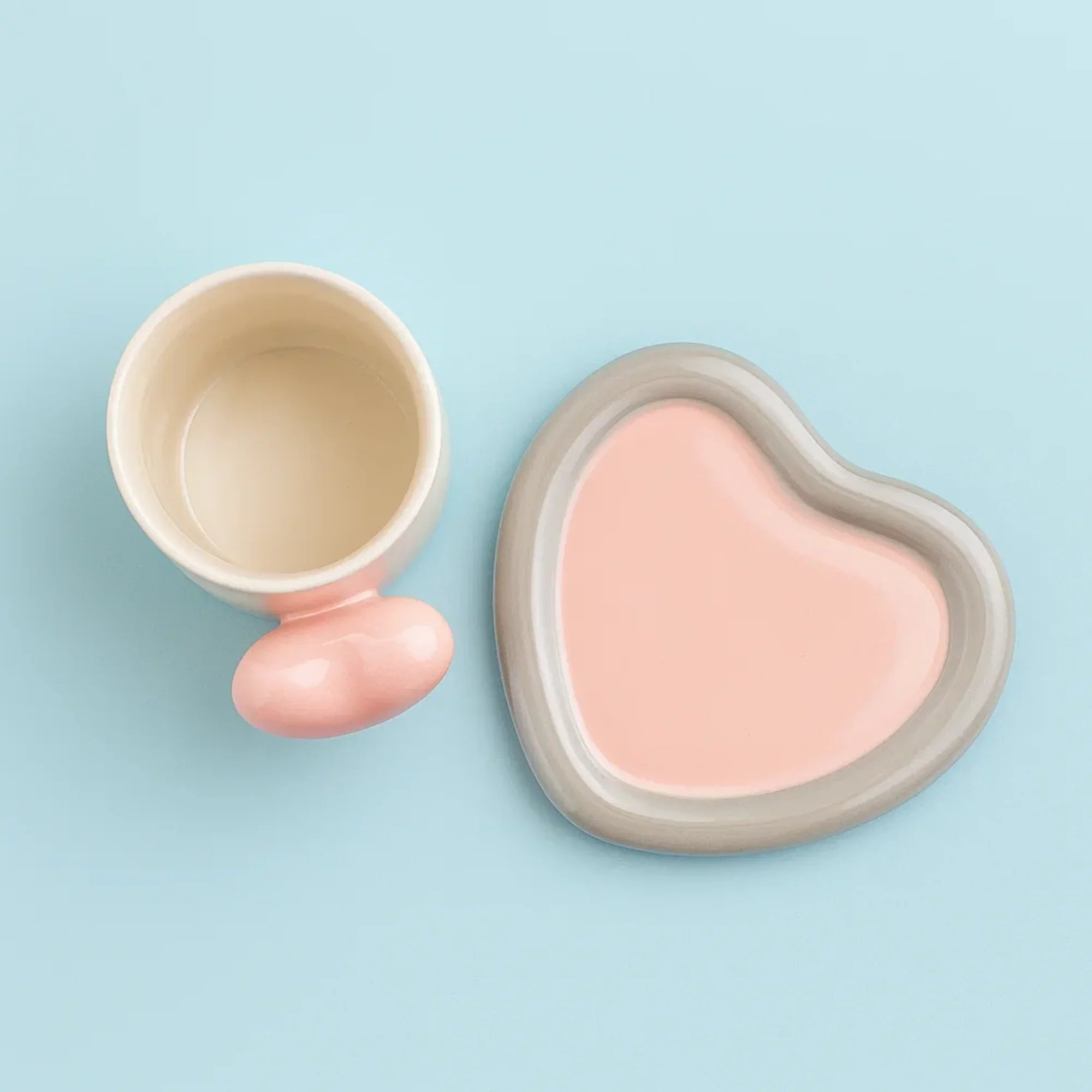 Glossy White Ceramic Mug with Pink Heart Handle
