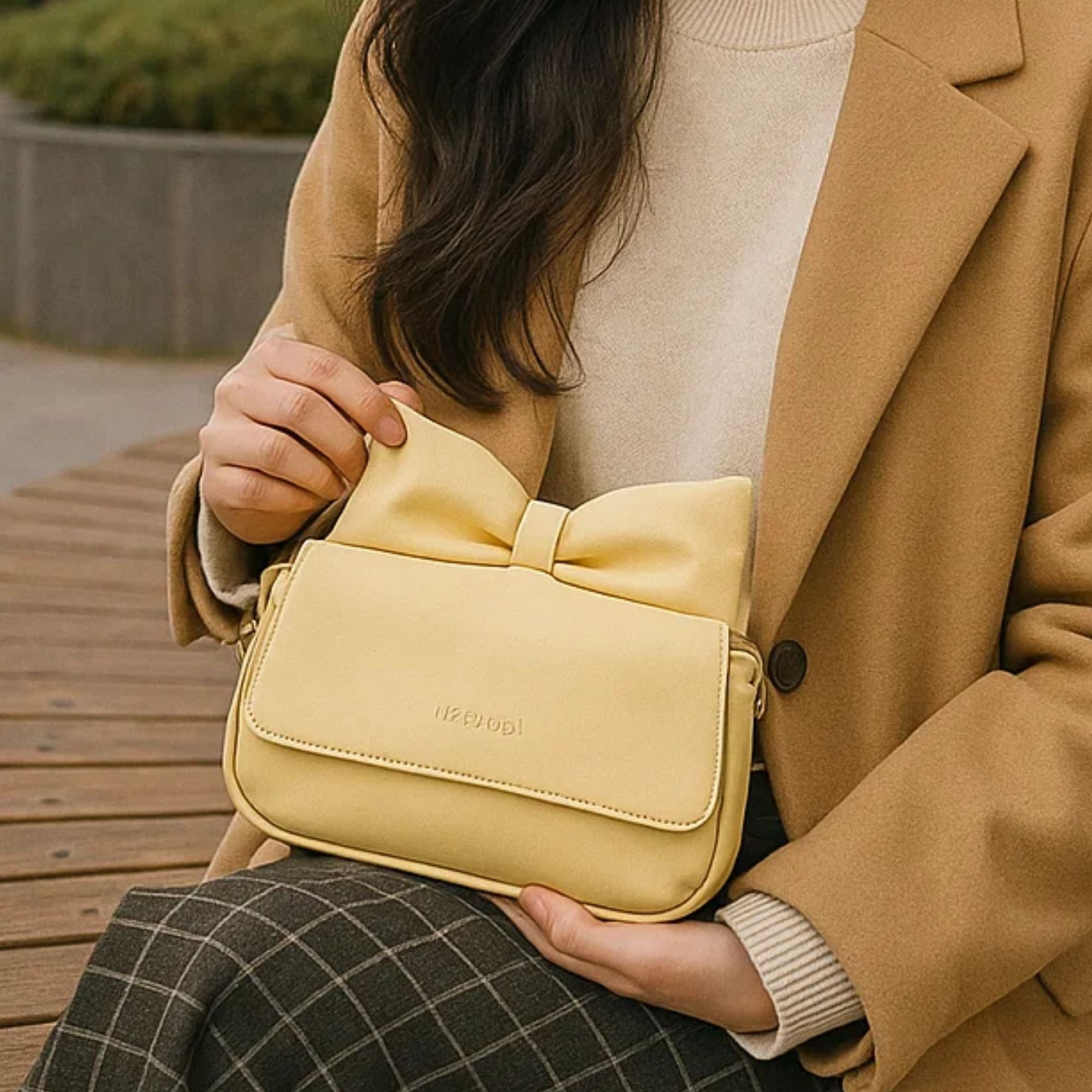 Puffed Bow Top Sling Bag