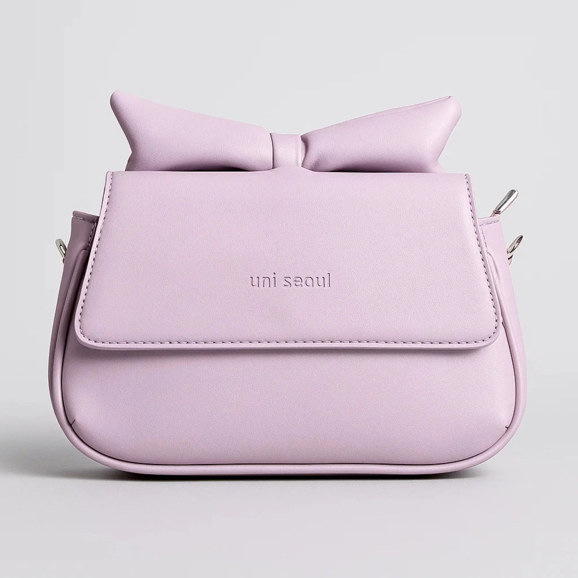Puffed Bow Top Sling Bag - Lilac