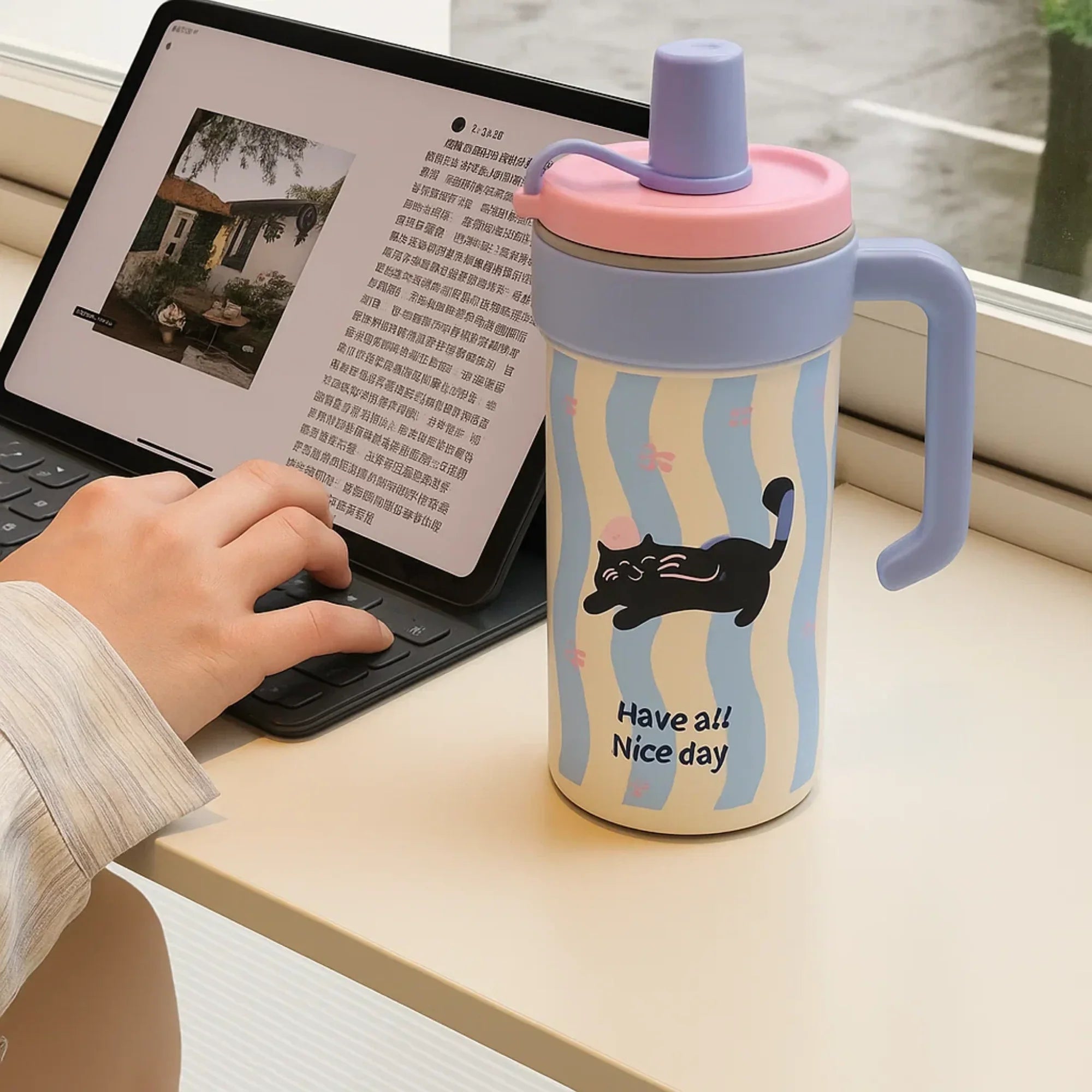 Black Cat blue Stainless steel tumblers