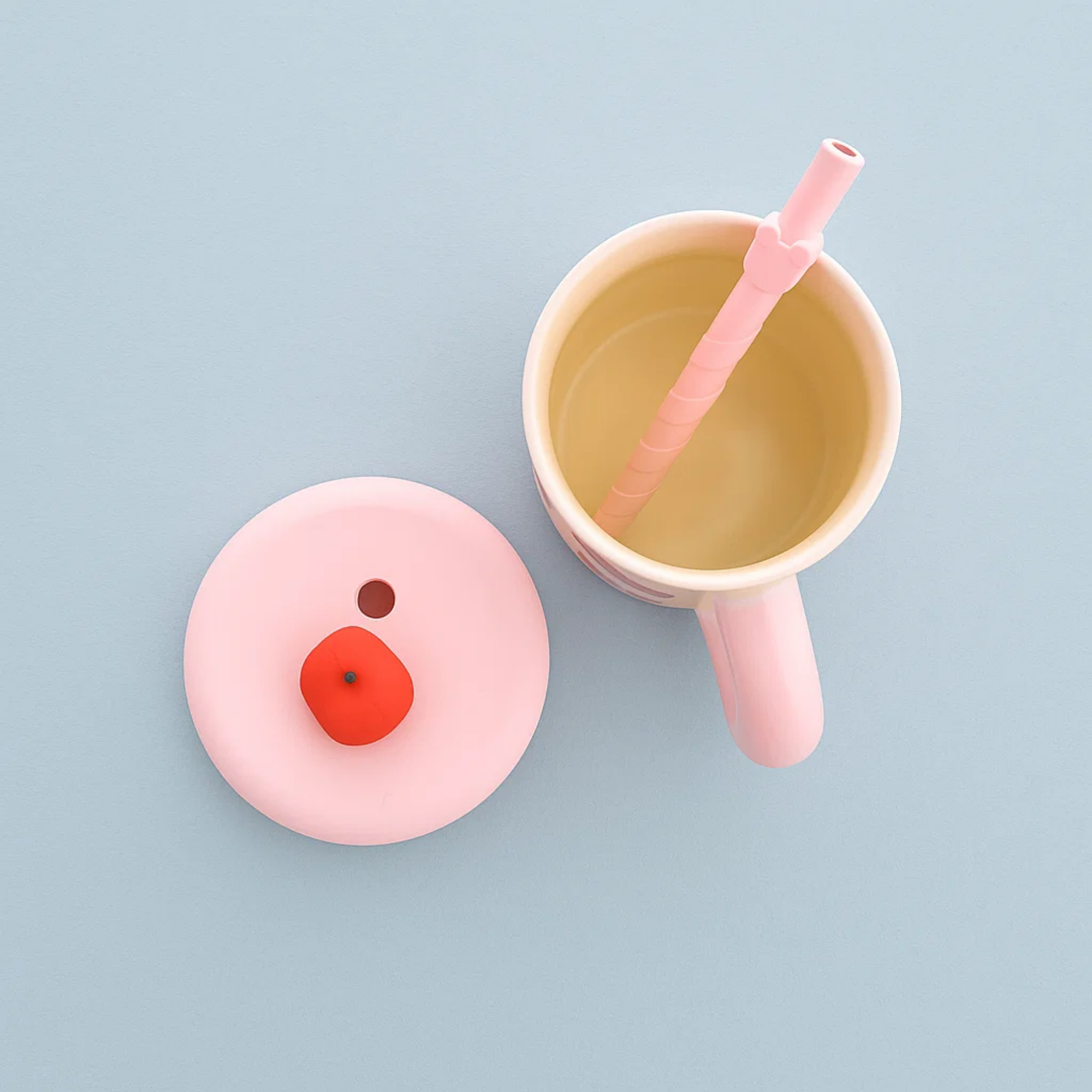 Cherry Ceramic Mug with Straw