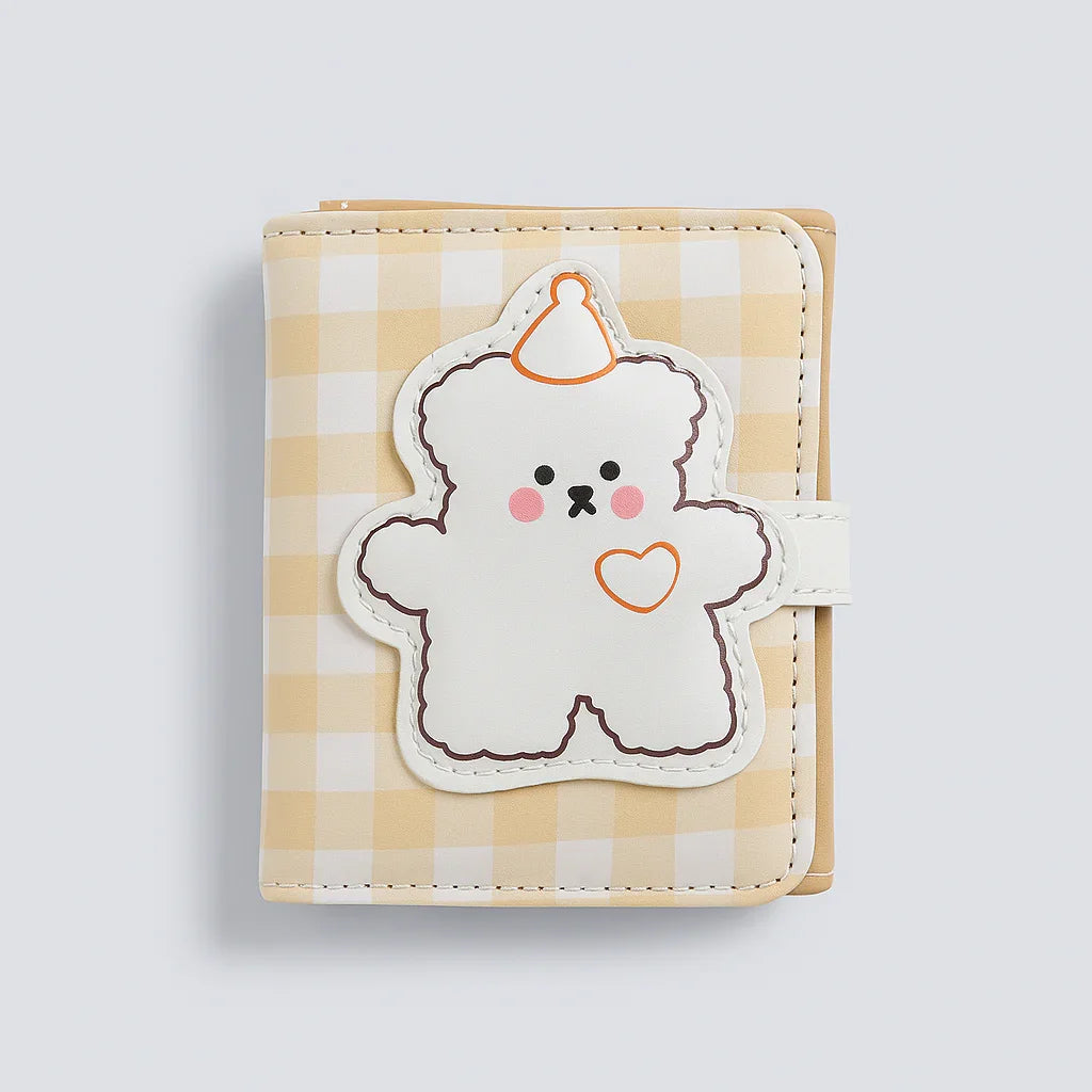 Party Puppy Beige Gingham Wallet