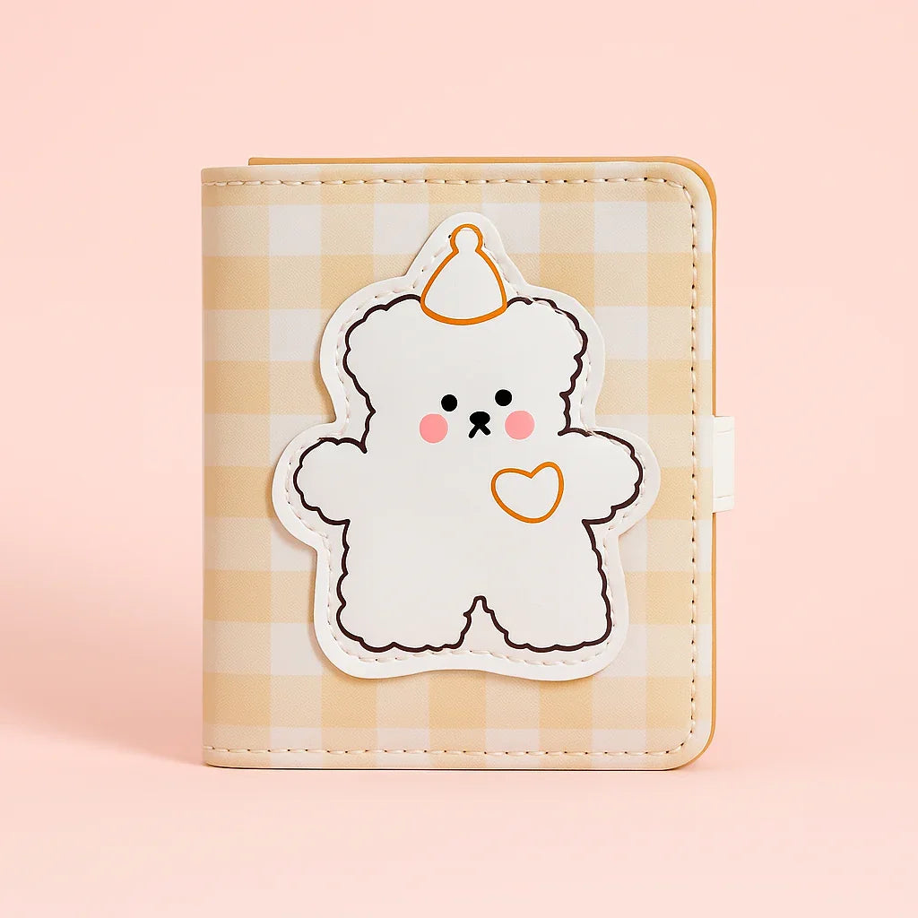 Party Puppy Beige Gingham Wallet
