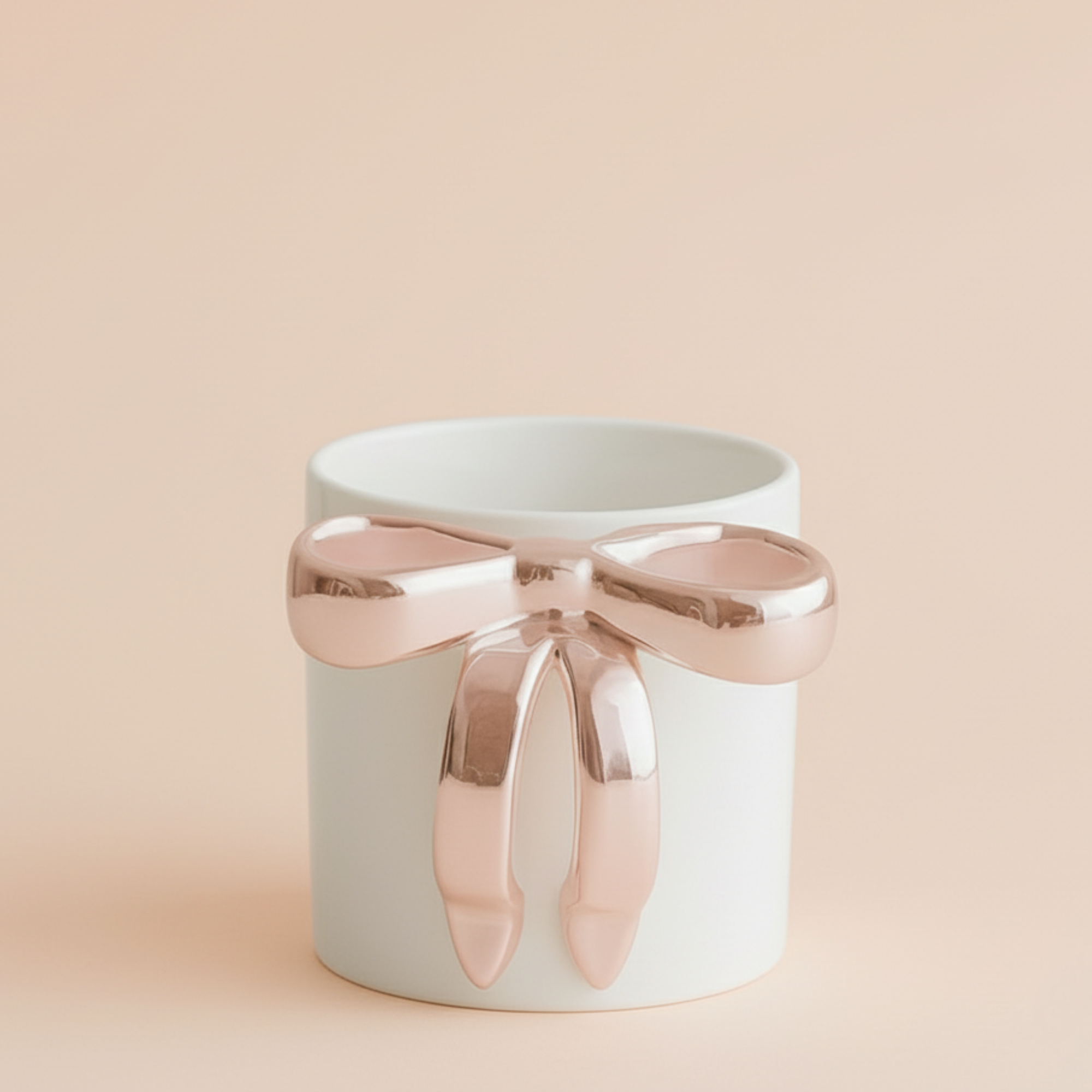 Glossy Bow Ceramic Mug Pink