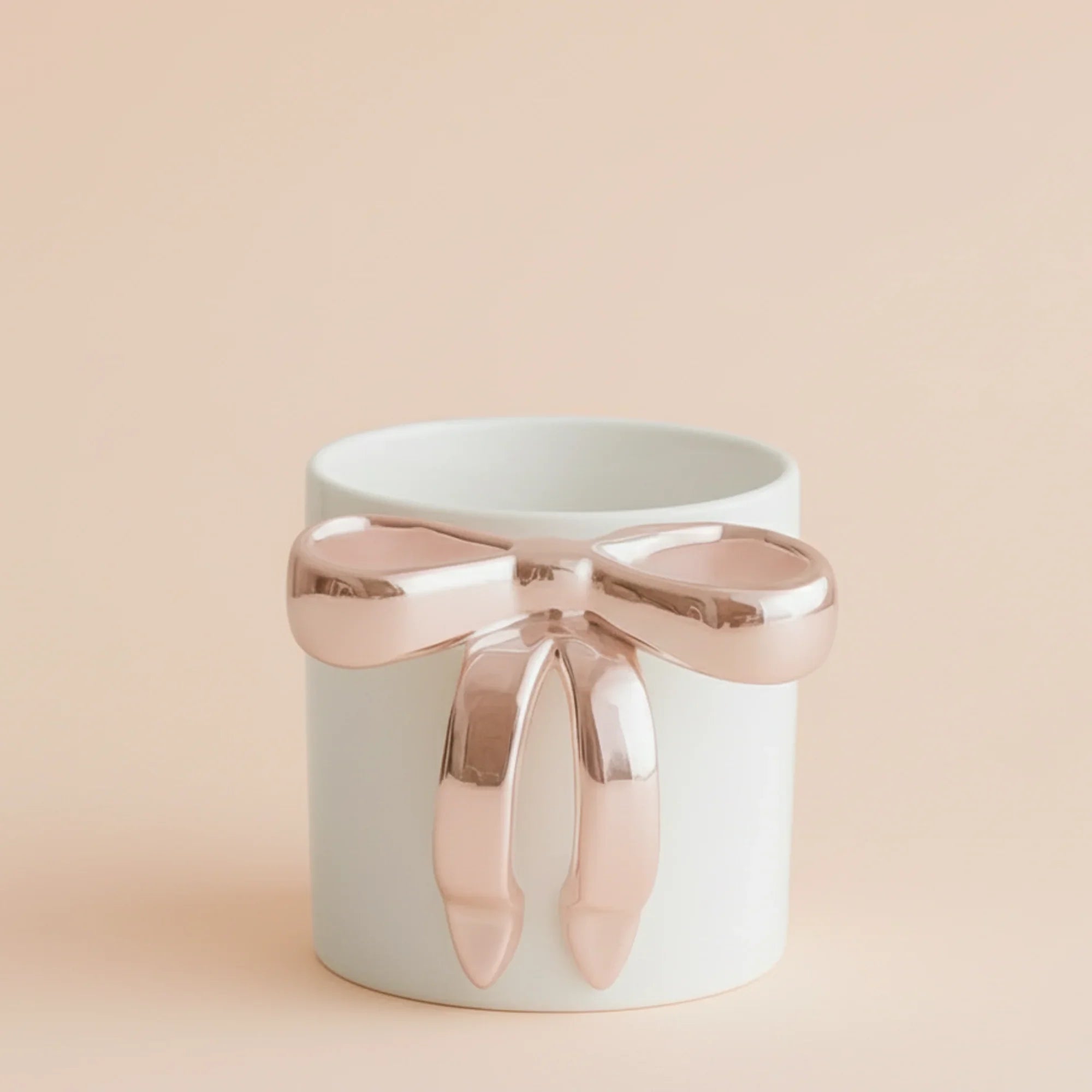 Glossy Bow Ceramic Mug Pink
