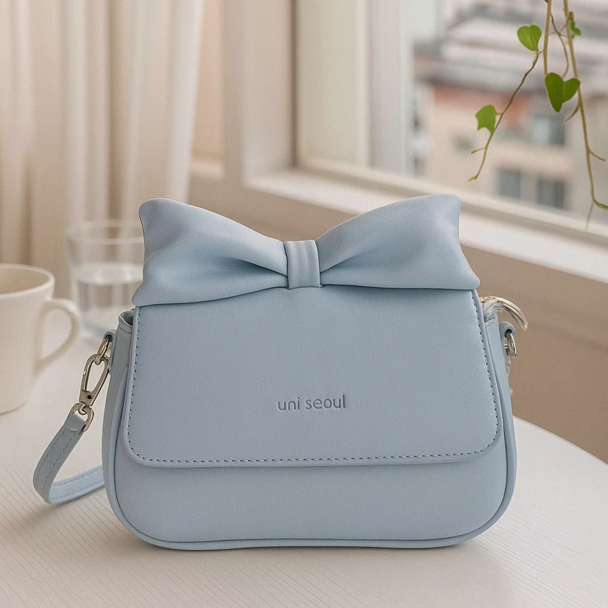 Puffed Bow Top Sling Bag