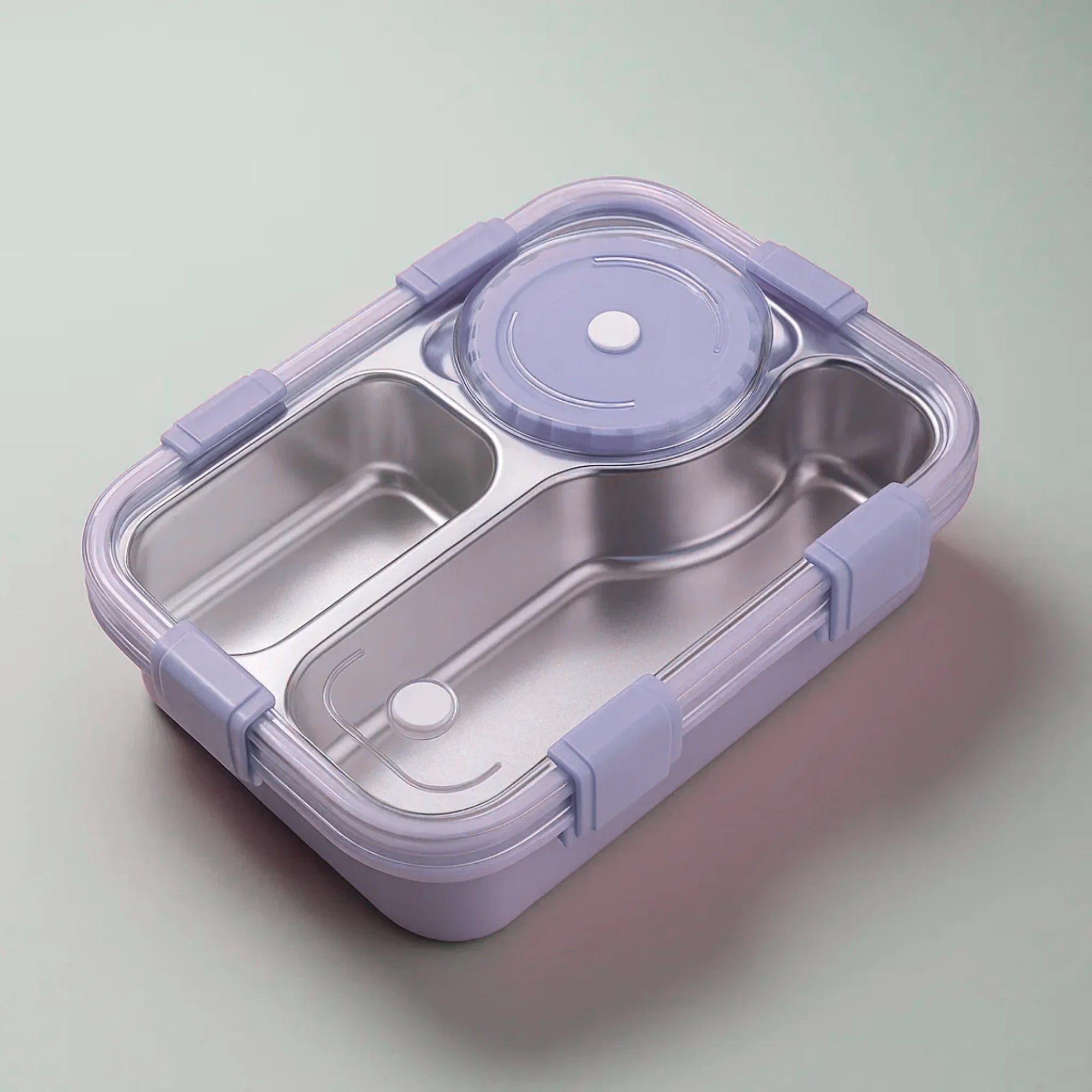 Korean Bento Box 3 Grid with Soup Bowl - Purple