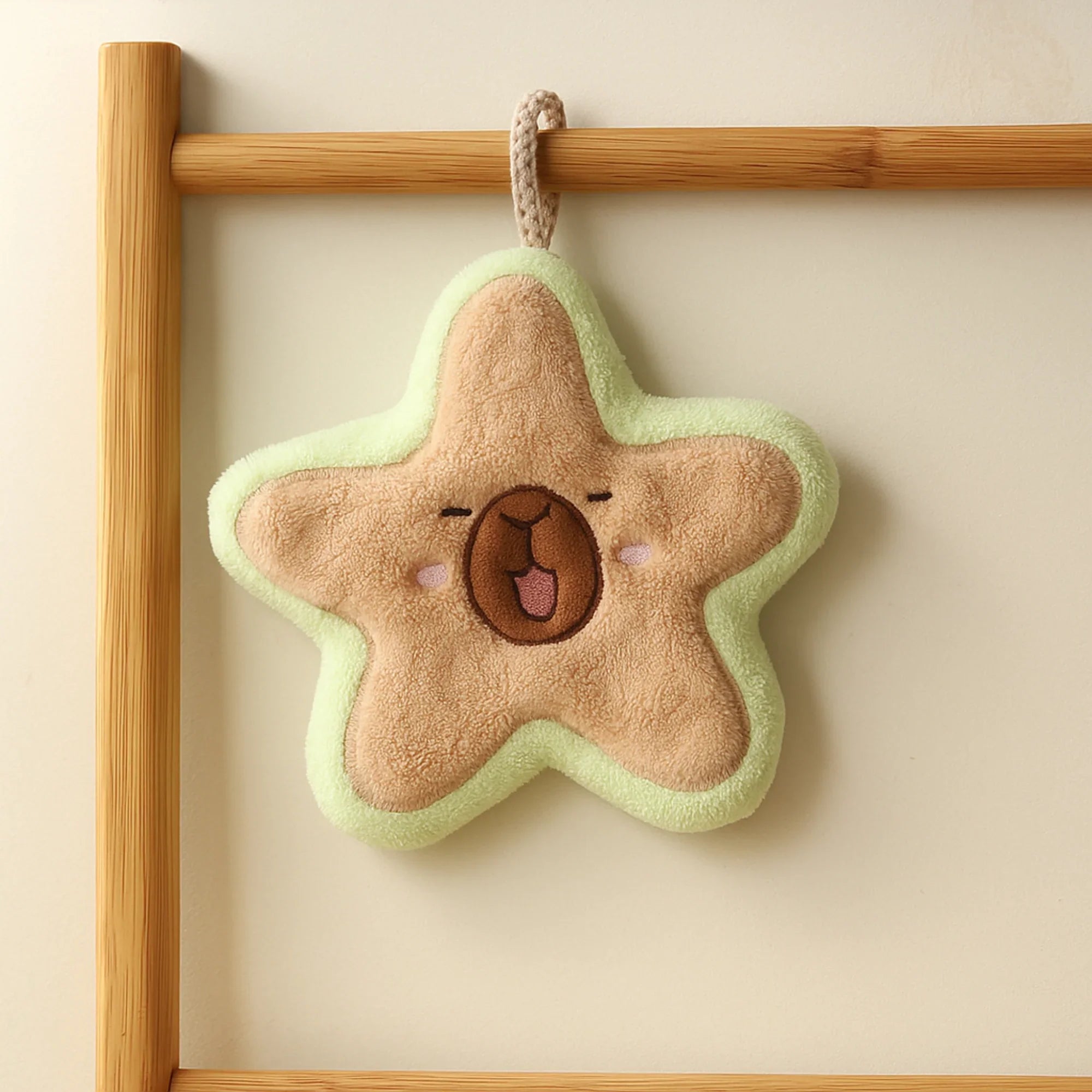 Star Capybara Shaped Hand Towel yellow