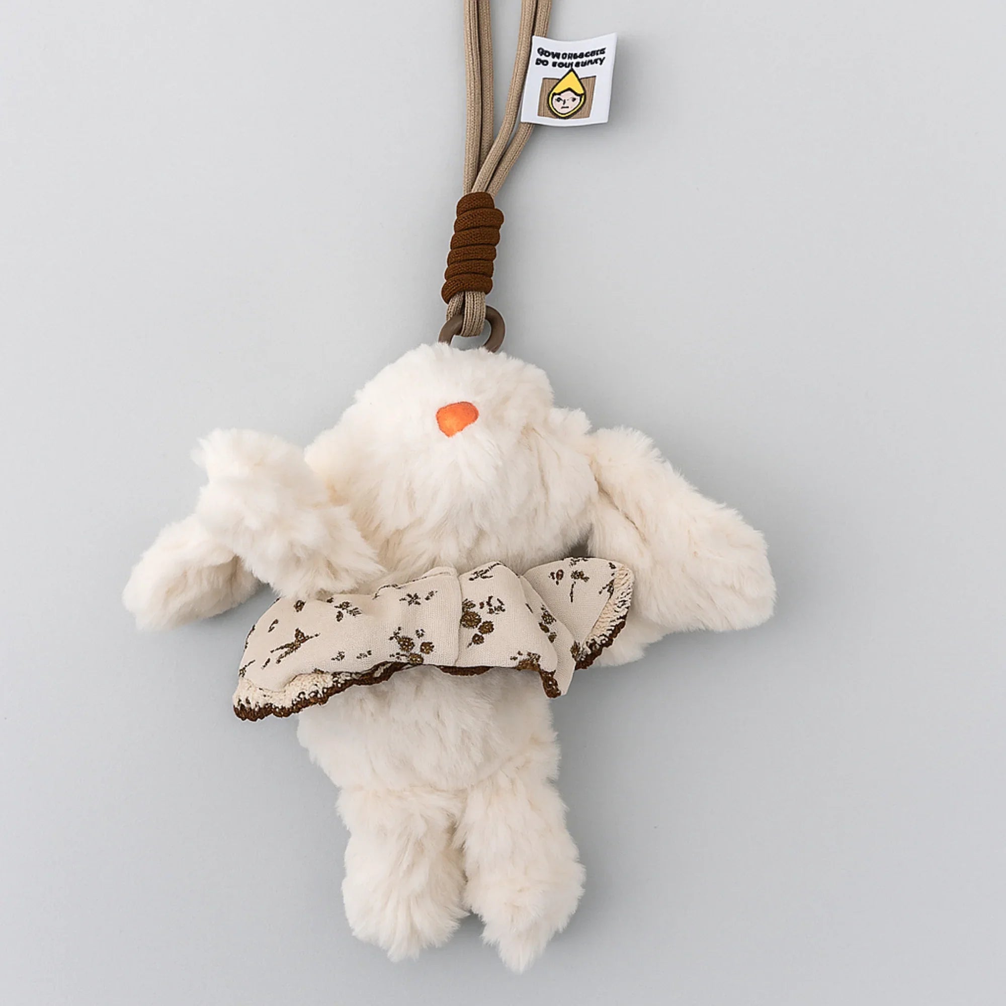 Brown Dress Bunny Plushie Keyring