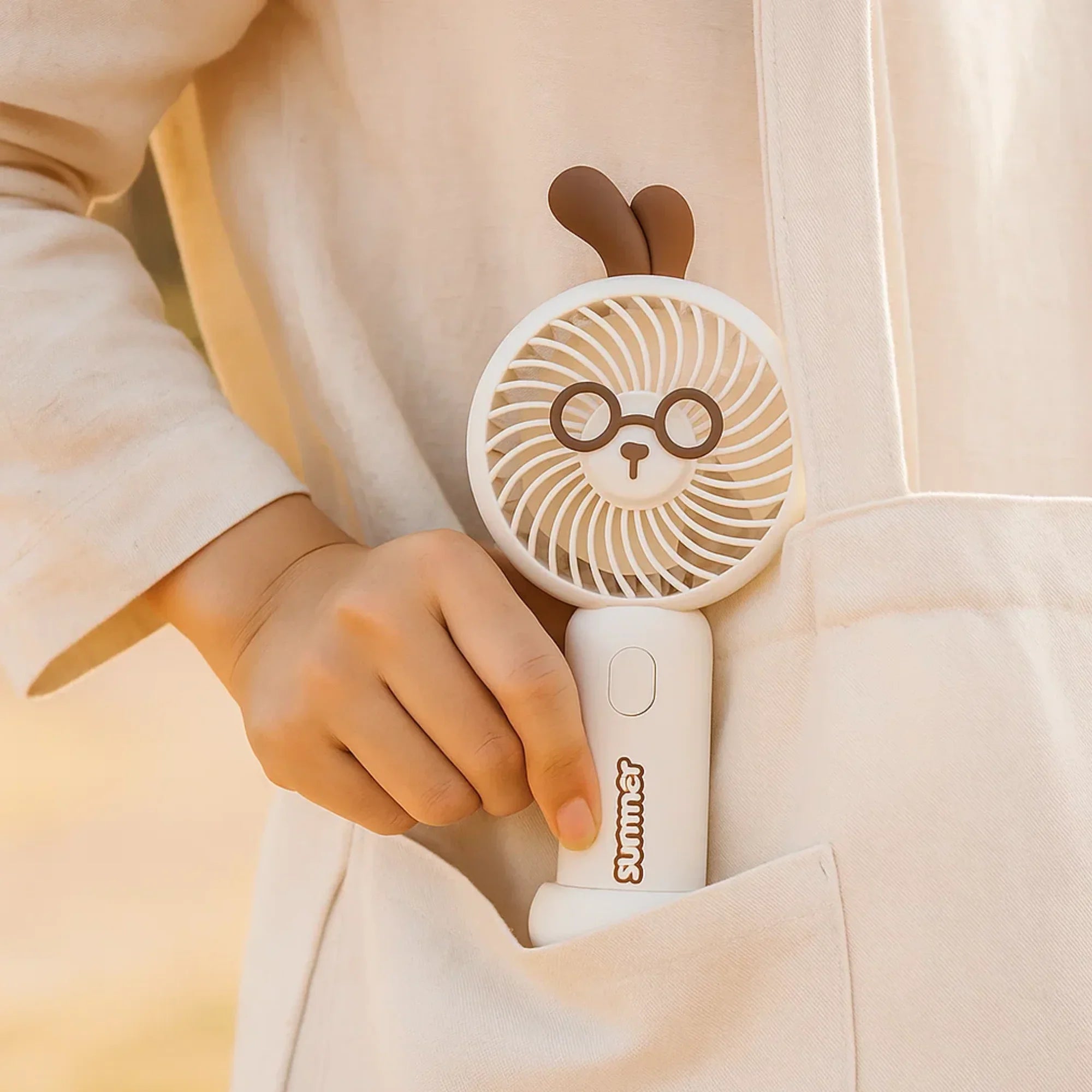 Goggle Bear Portable Fan Brown