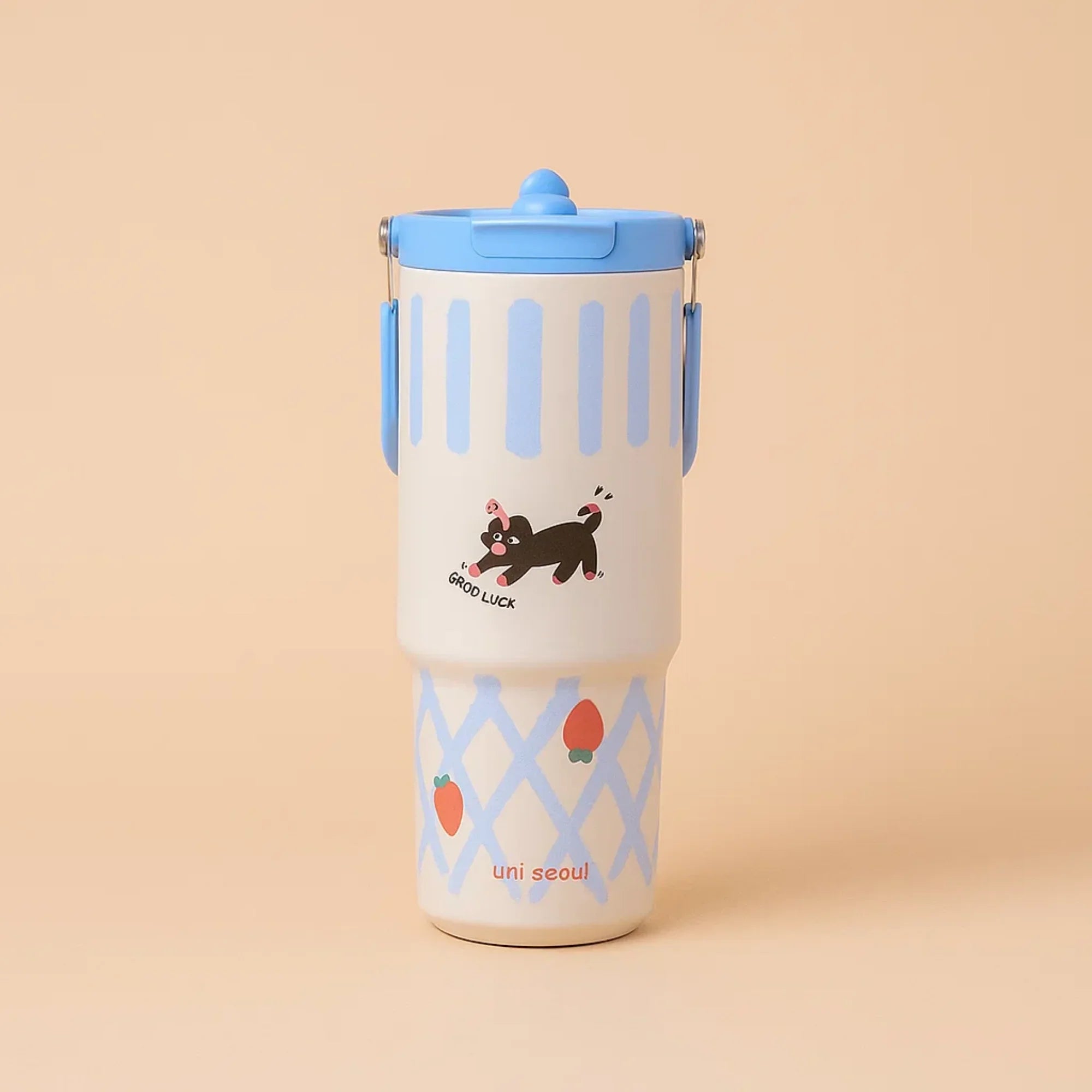 Goodluck Cat Blue Stainless Steel Tumbler