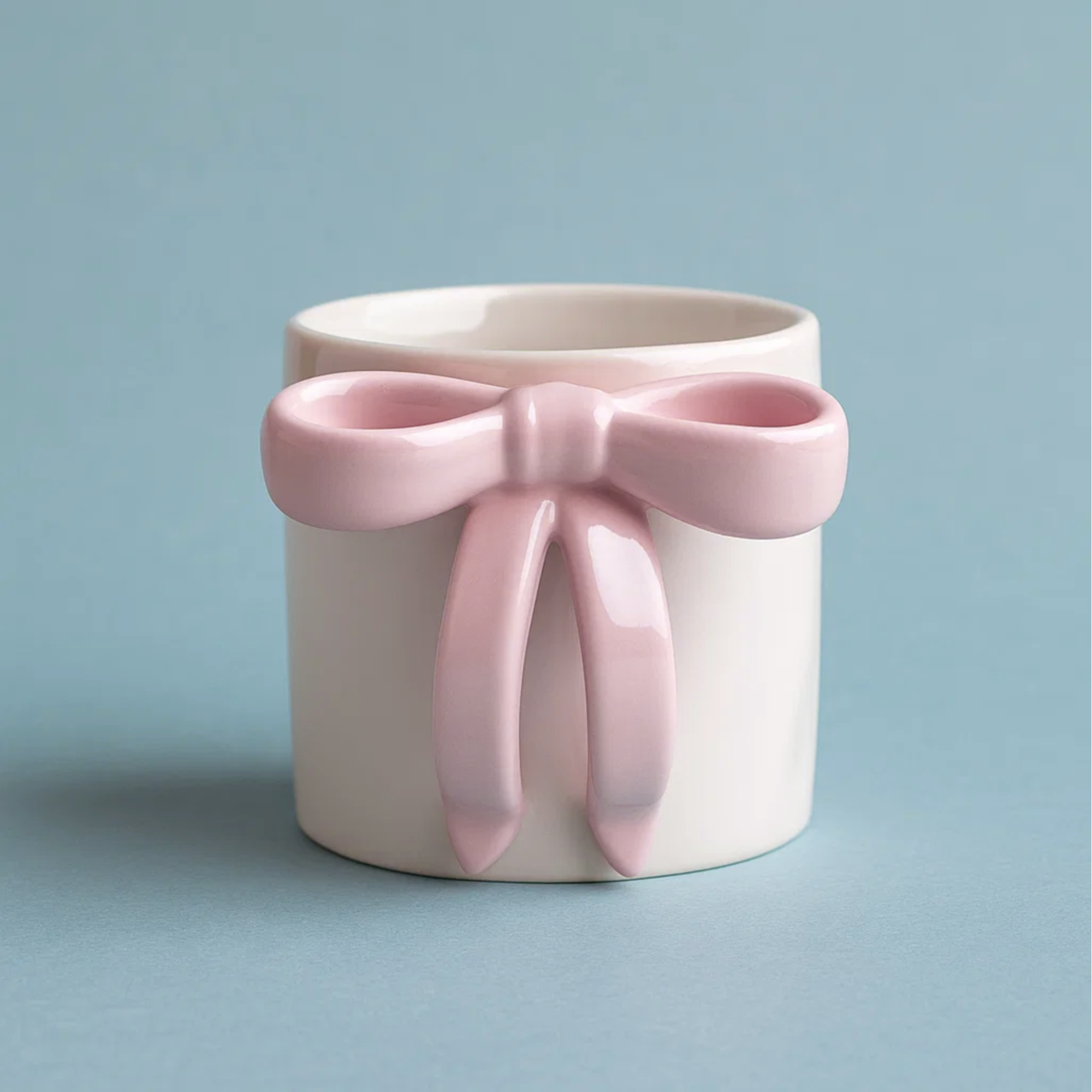 Glossy Bow Ceramic Mug Pink