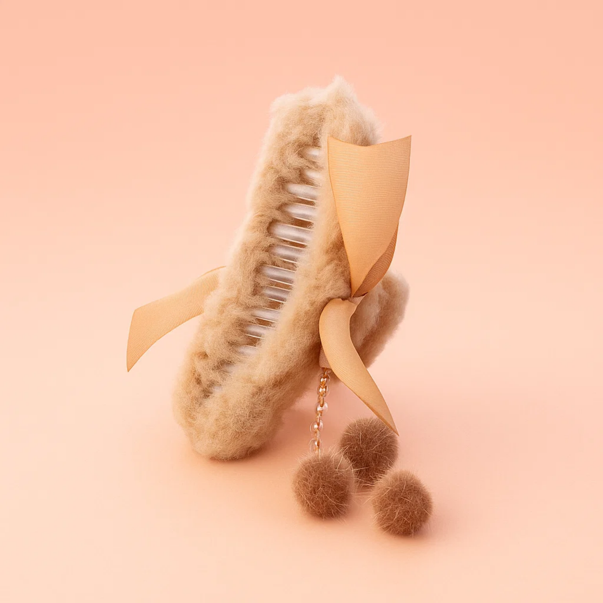 Fur Clawclips with Tassels Brown