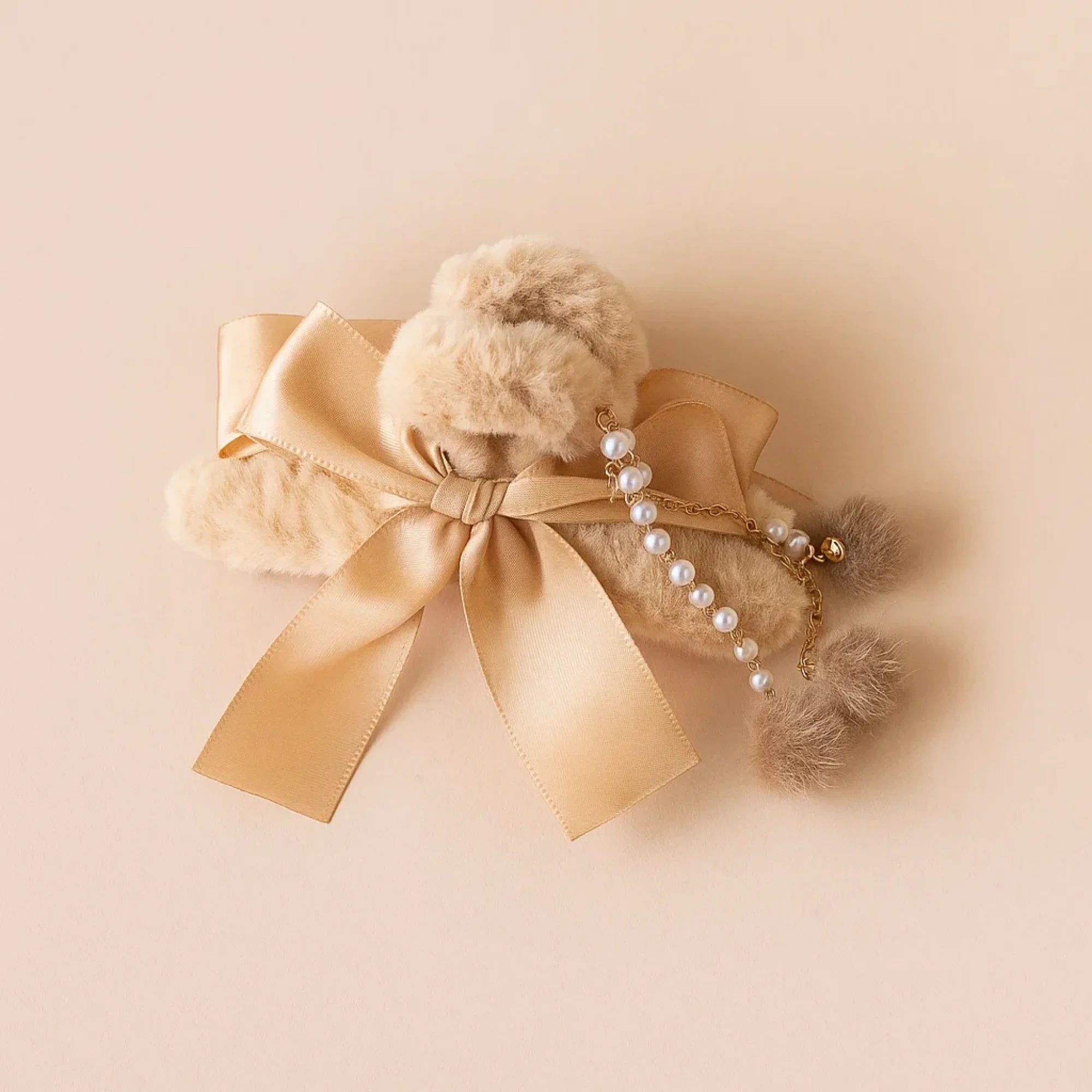 Fur Clawclips with Tassels Brown