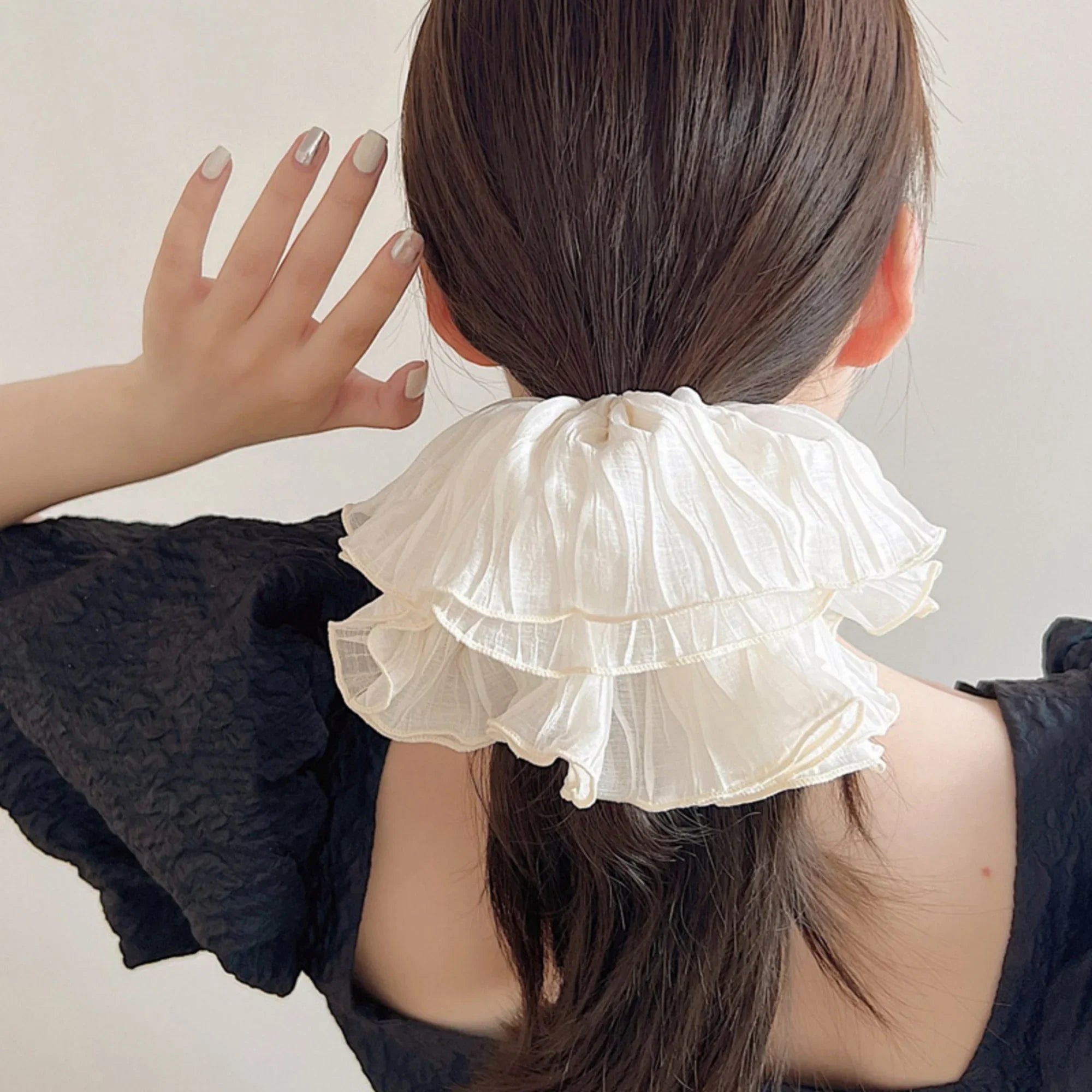 Coquette Flare White Scrunchie