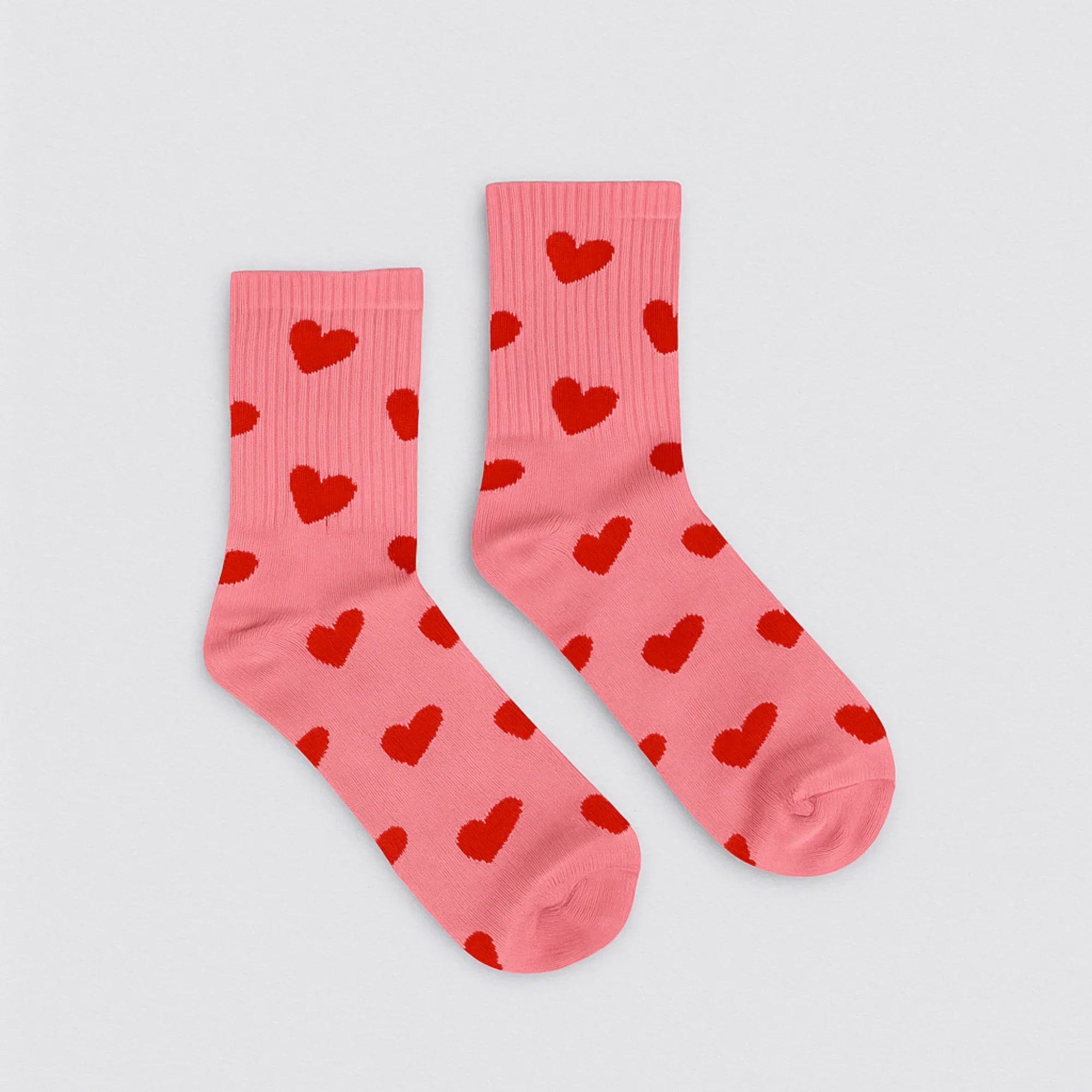 Pink Heart Crew Socks
