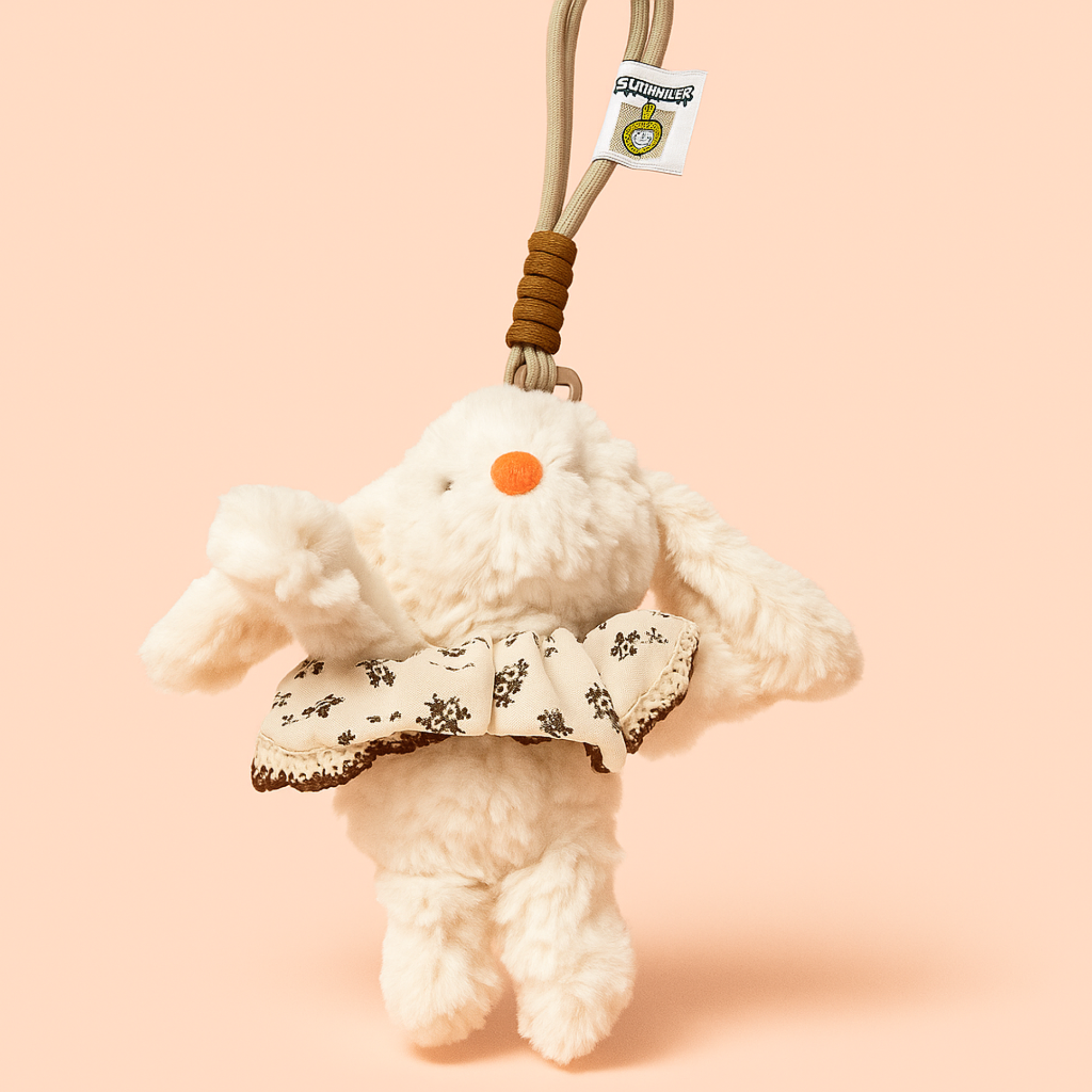 Brown Dress Bunny Plushie Keyring