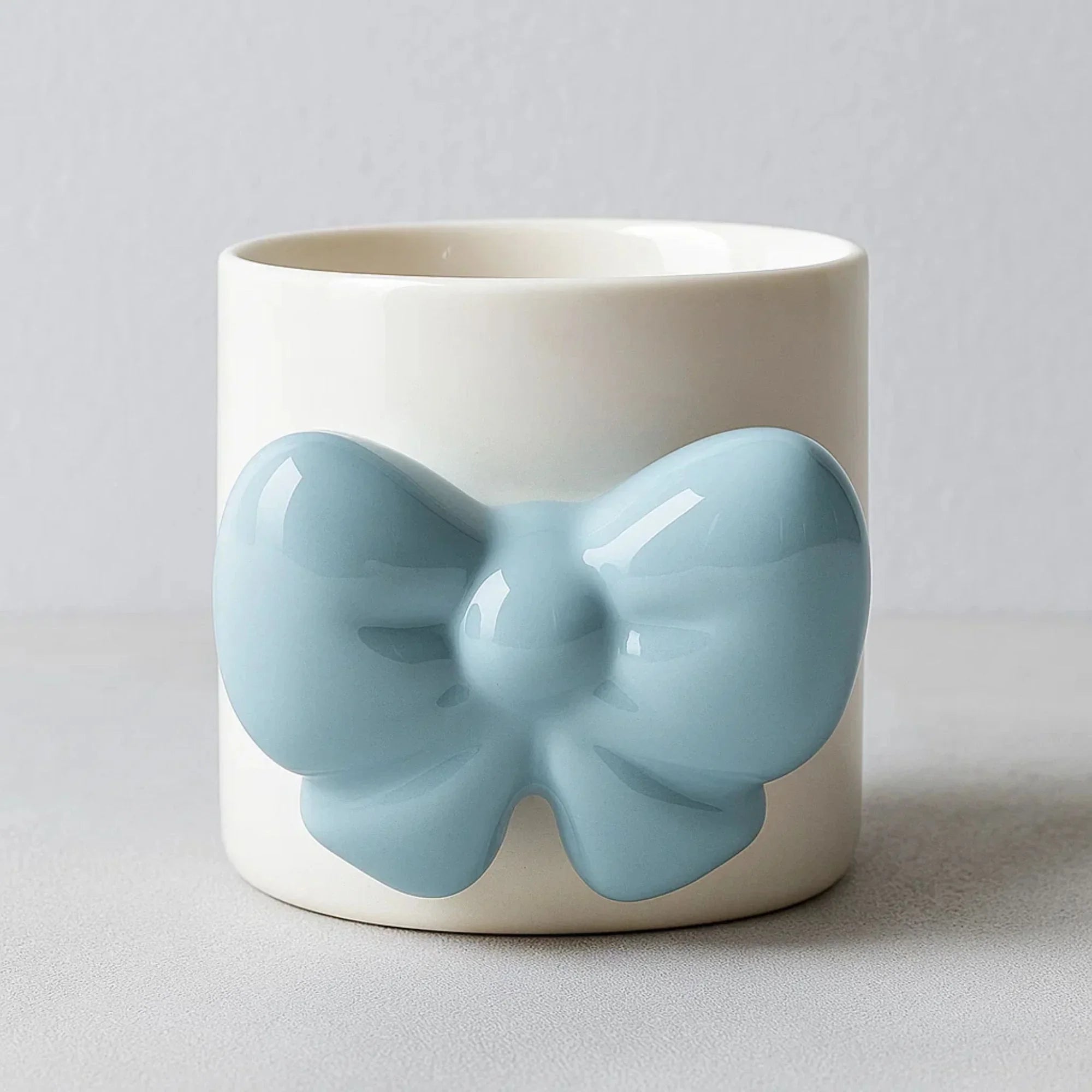 Glossy Ceramic Mug with Blue Butterfly Handle