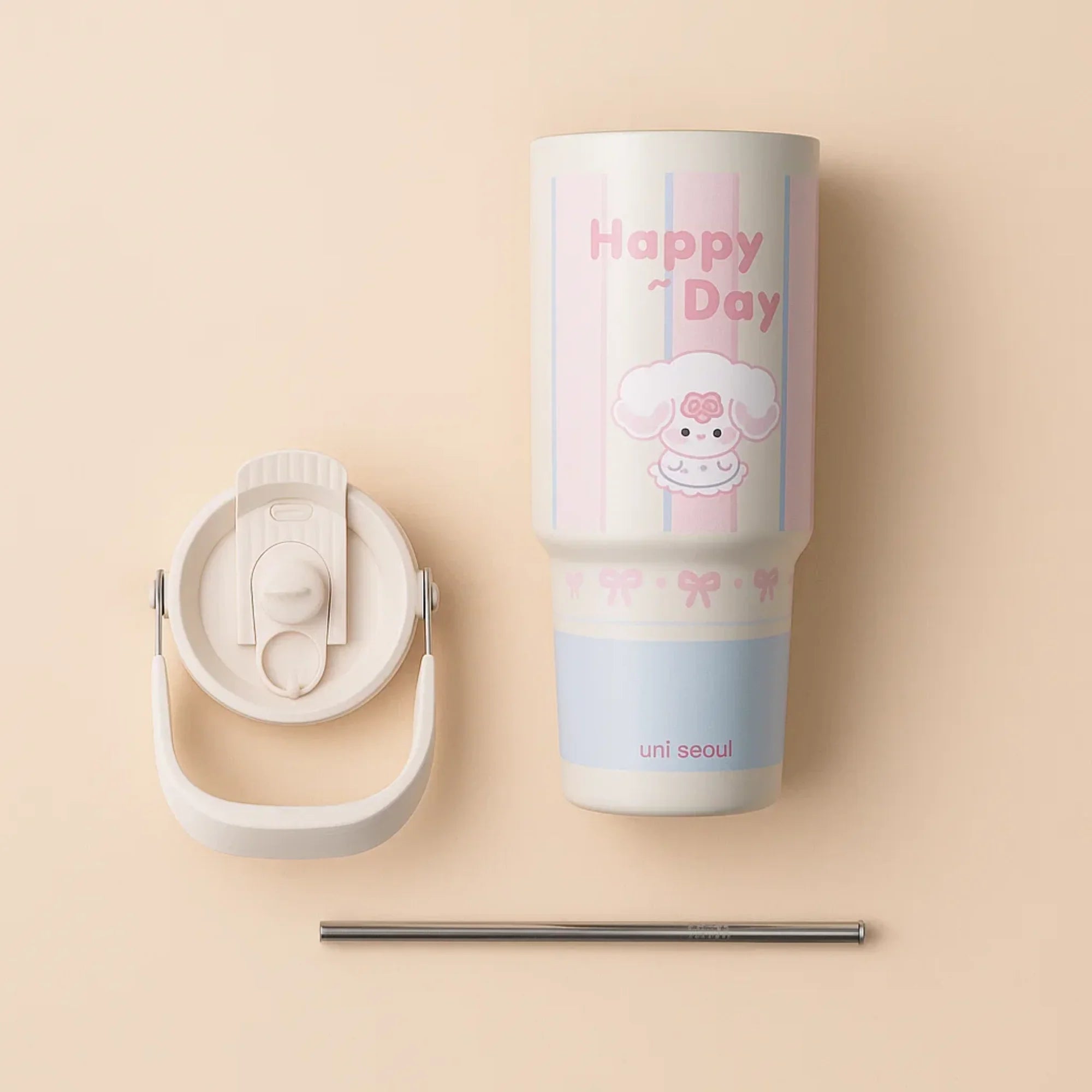 Happy Day Bunny Pink Stainless Steel Tumbler