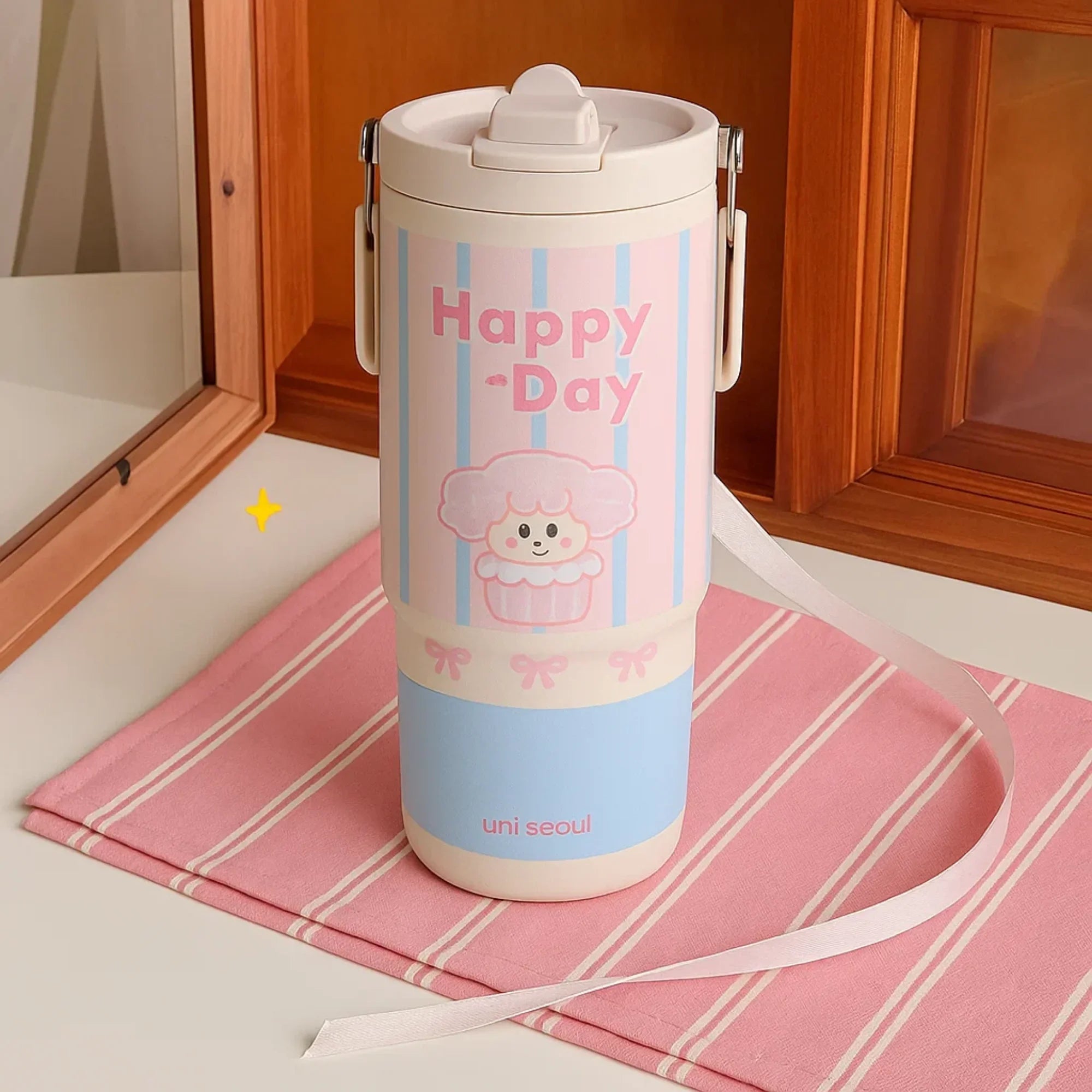 Happy Day Bunny Pink Stainless Steel Tumbler