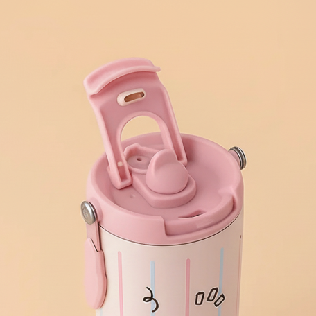 Pink-Blue striped Happy Bunny stainless steel Tumbler