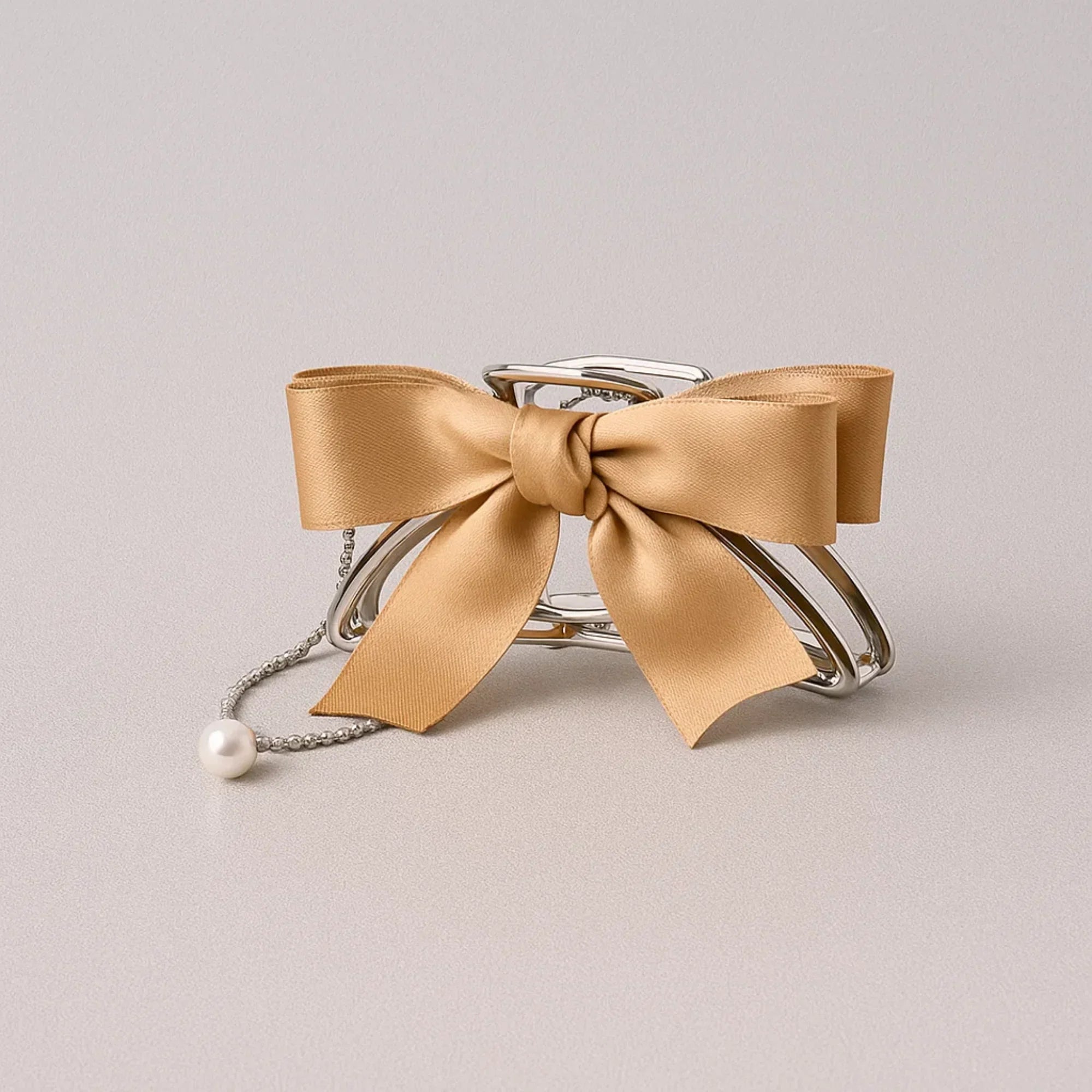 Ribbon Clawclips with Butterfly Tassels Brown