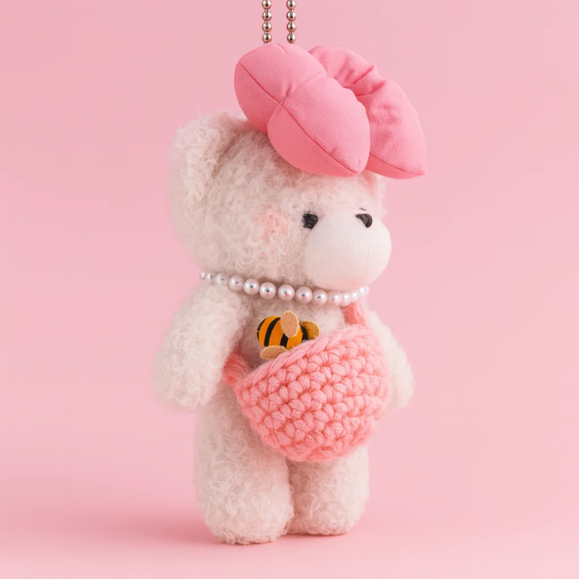 Pearl Plushie Keyring - Pink