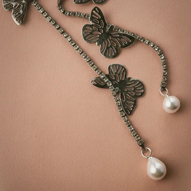 Ribbon Clawclips with Butterfly Tassels Brown