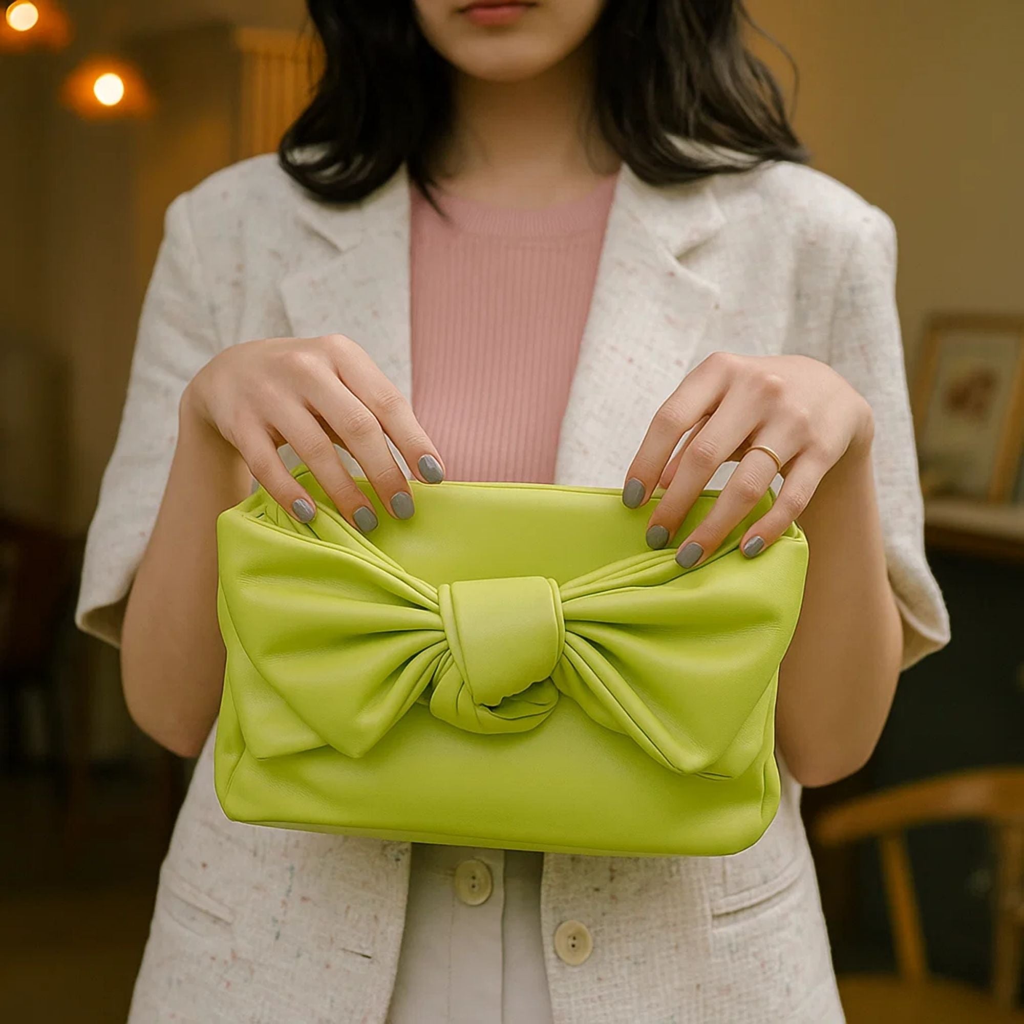 Knot Bow Sling Bag - Lime Green