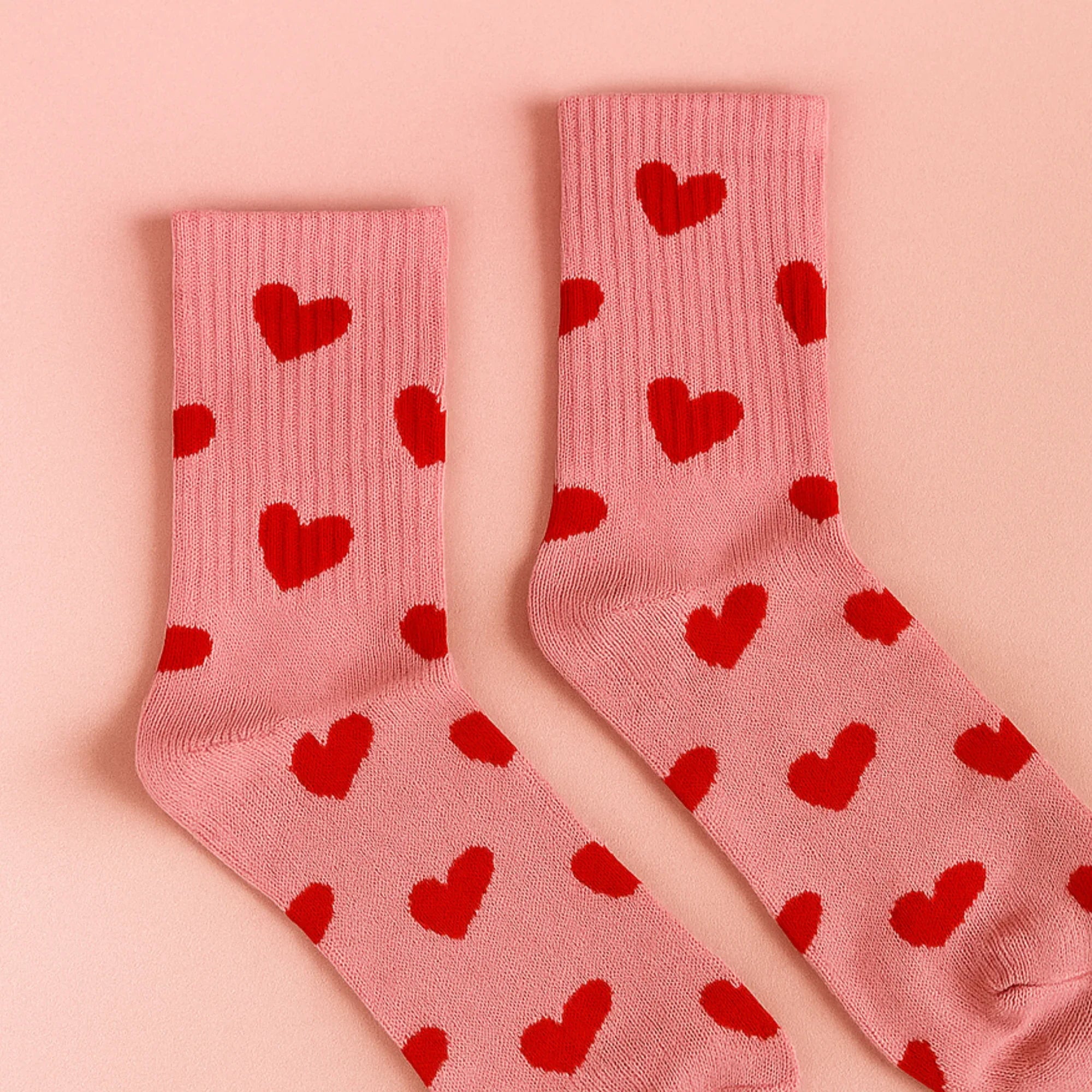 Pink Heart Crew Socks