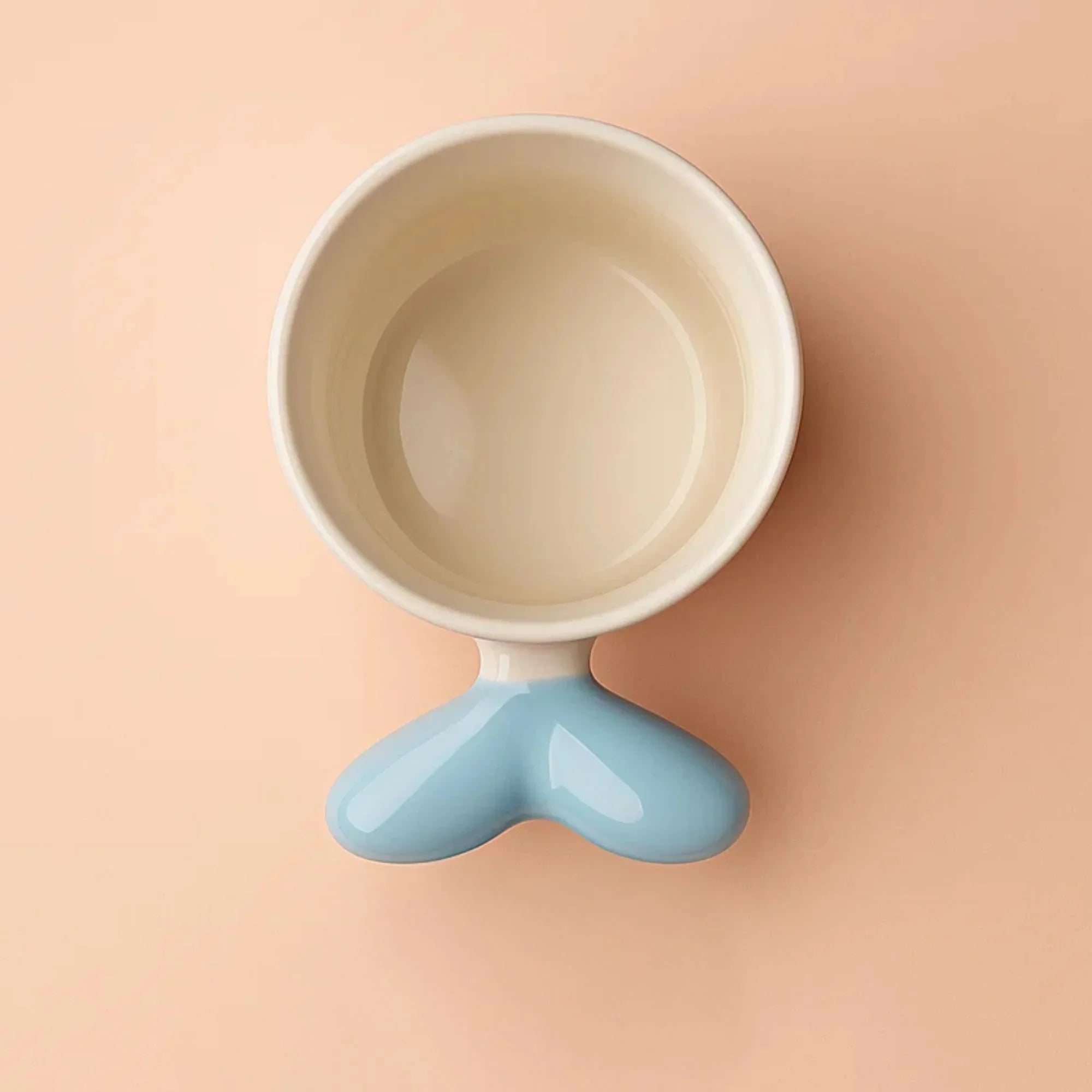 Glossy Ceramic Mug with Blue Butterfly Handle