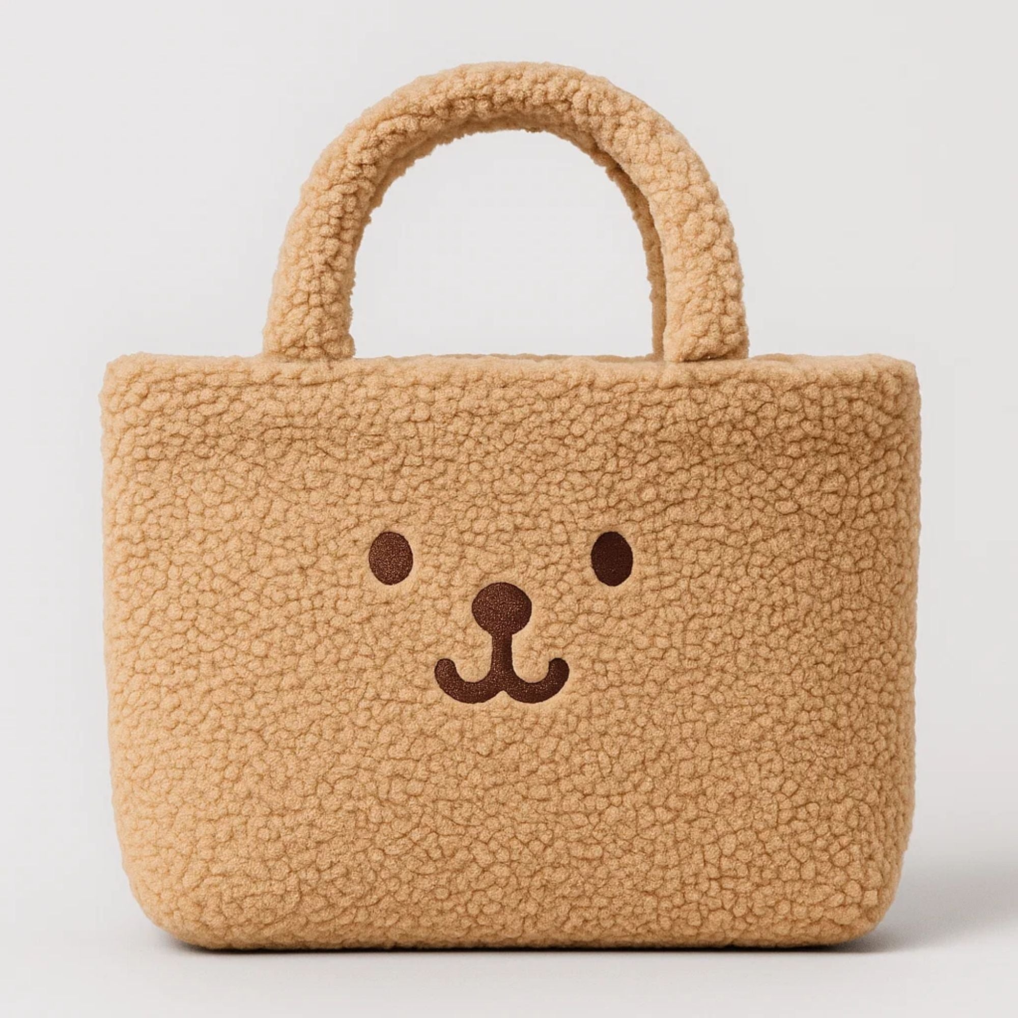 Reversible Brown Bear Furry Tote Bag