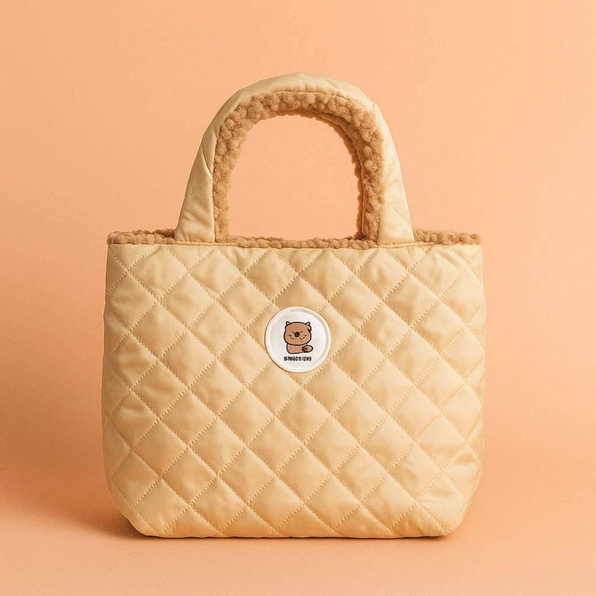 Reversible Brown Bear Furry Tote Bag