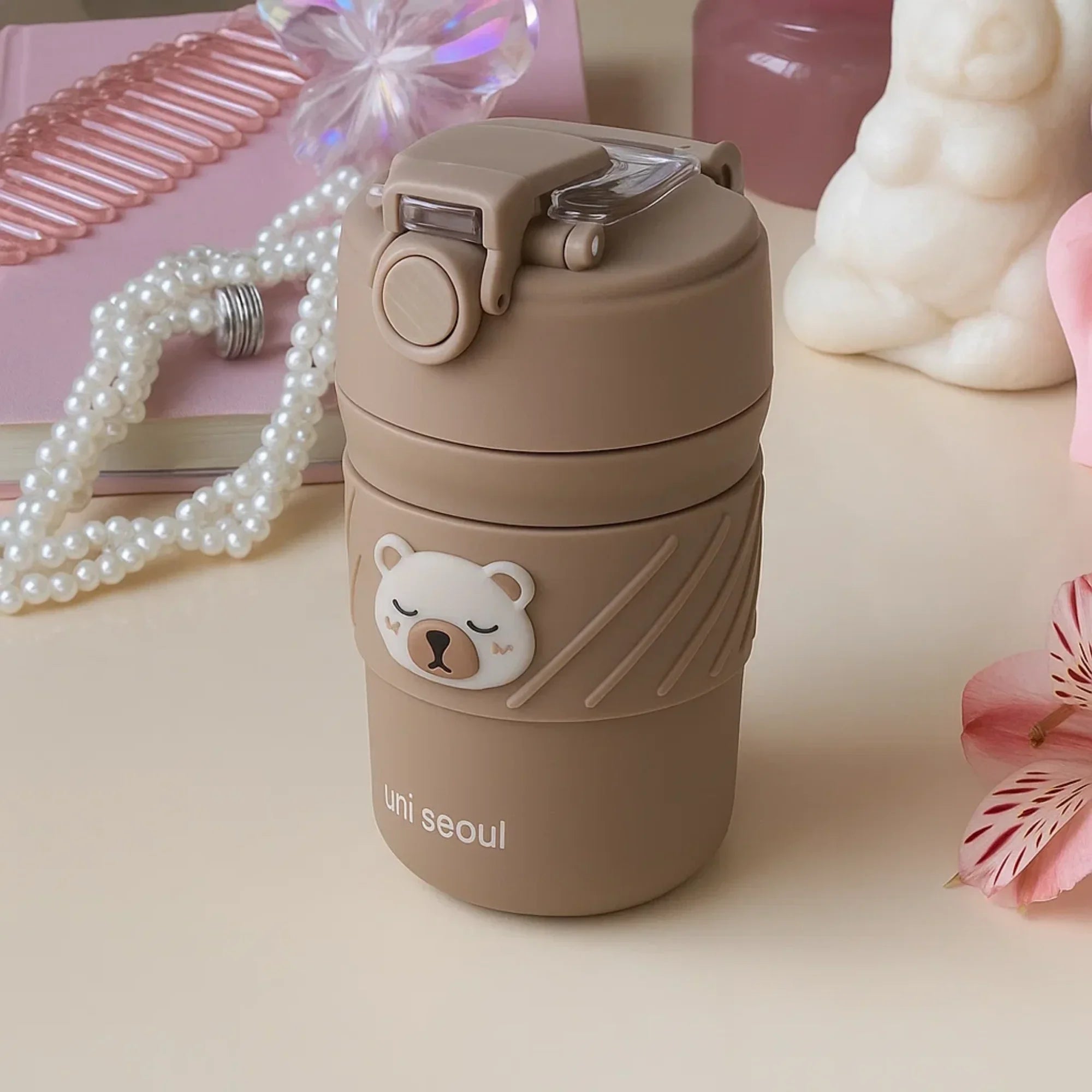 Bear Tumbler With Sleeve - Brown