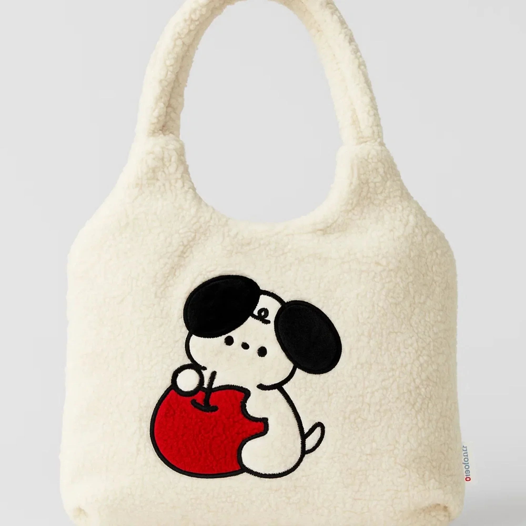 Red Apple Dog Furry Tote bag