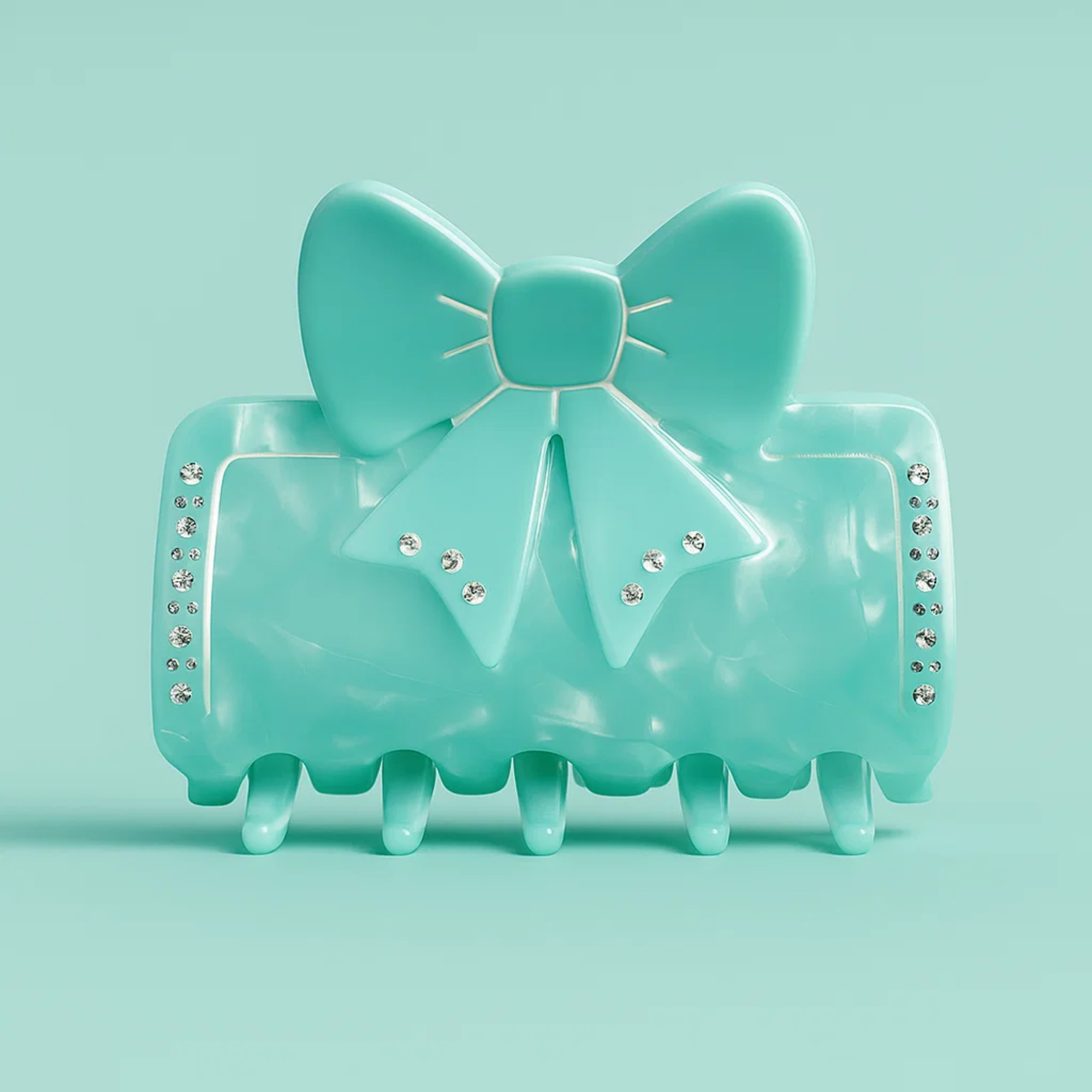 Blue Marble Effect Claw Clip with Blue Bow