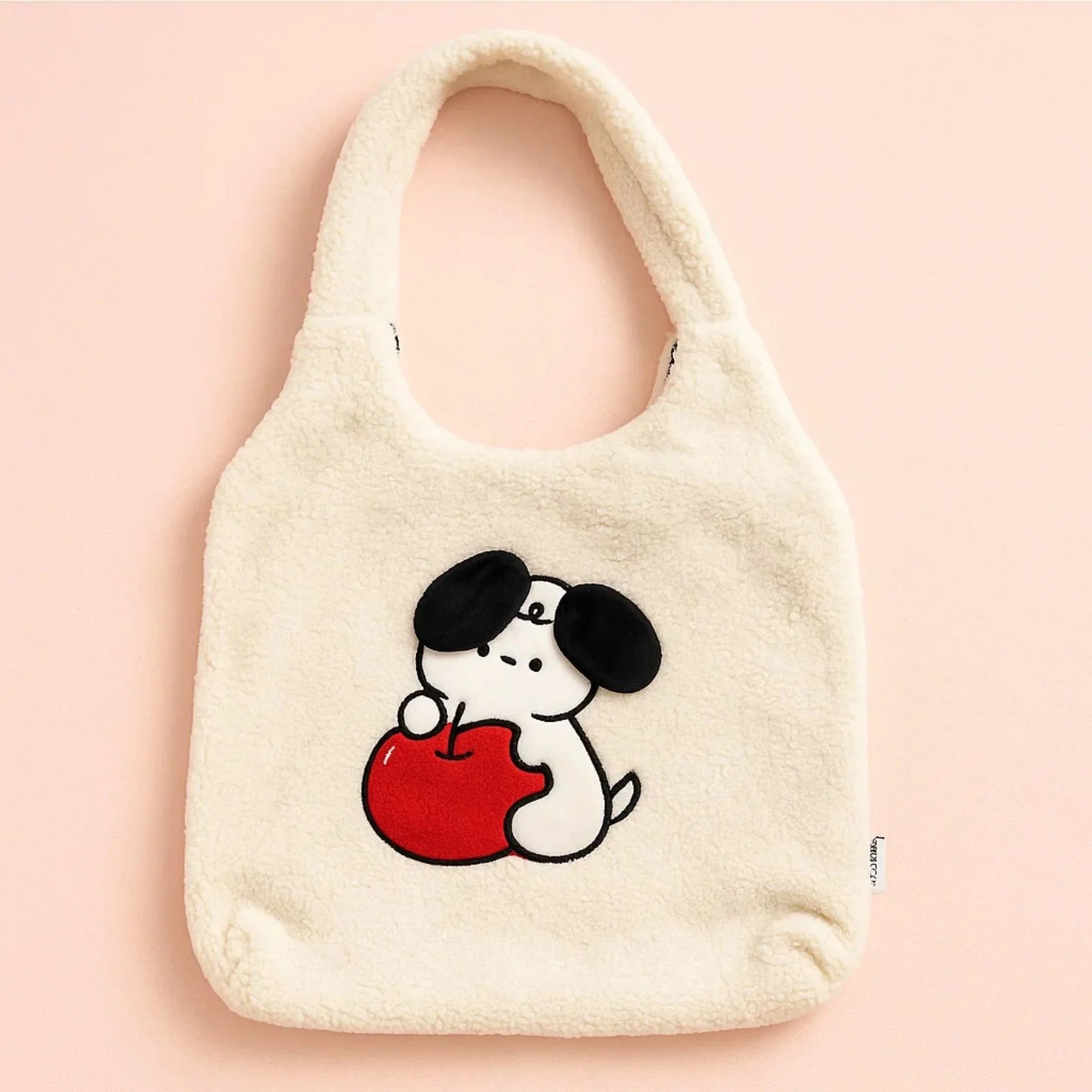 Red Apple Dog Furry Tote bag